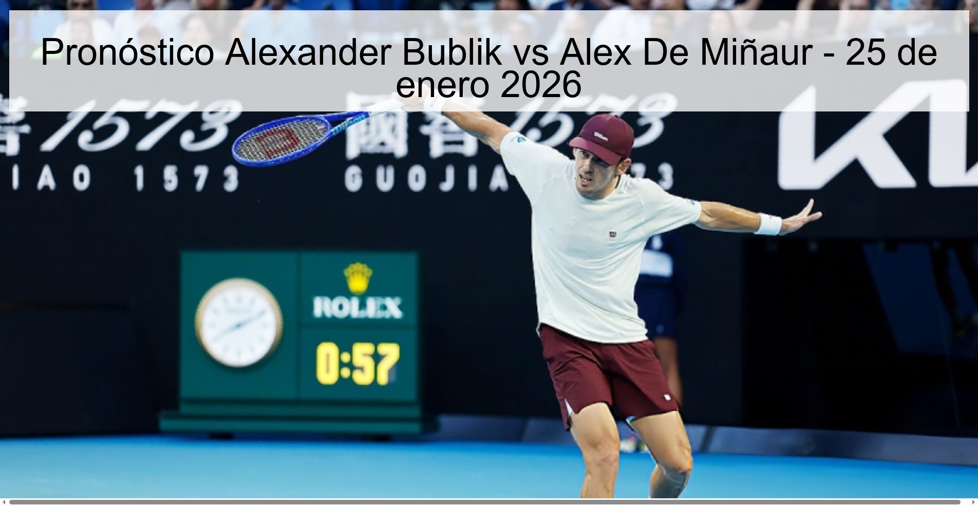 Pronóstico Alexander Bublik vs Alex De Miñaur – 25 de enero 2026