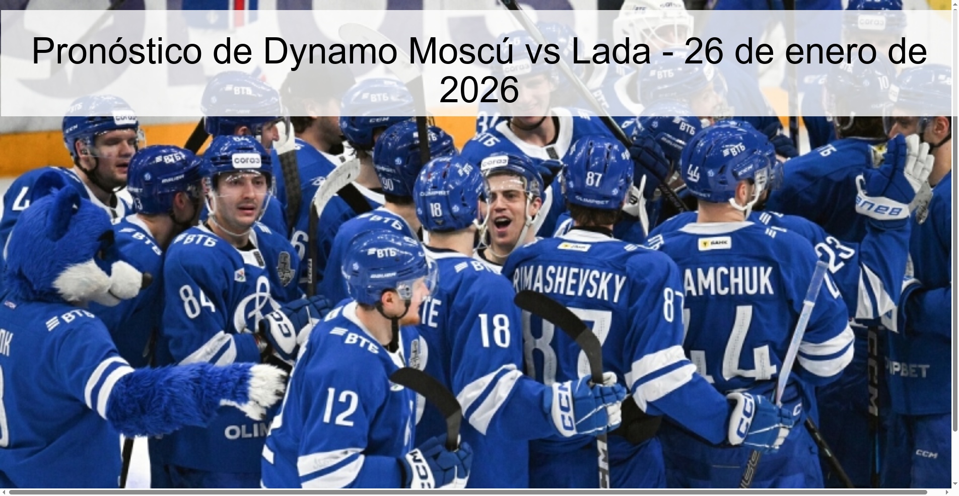 Pronóstico de Dynamo Moscú vs Lada – 26 de enero de 2026