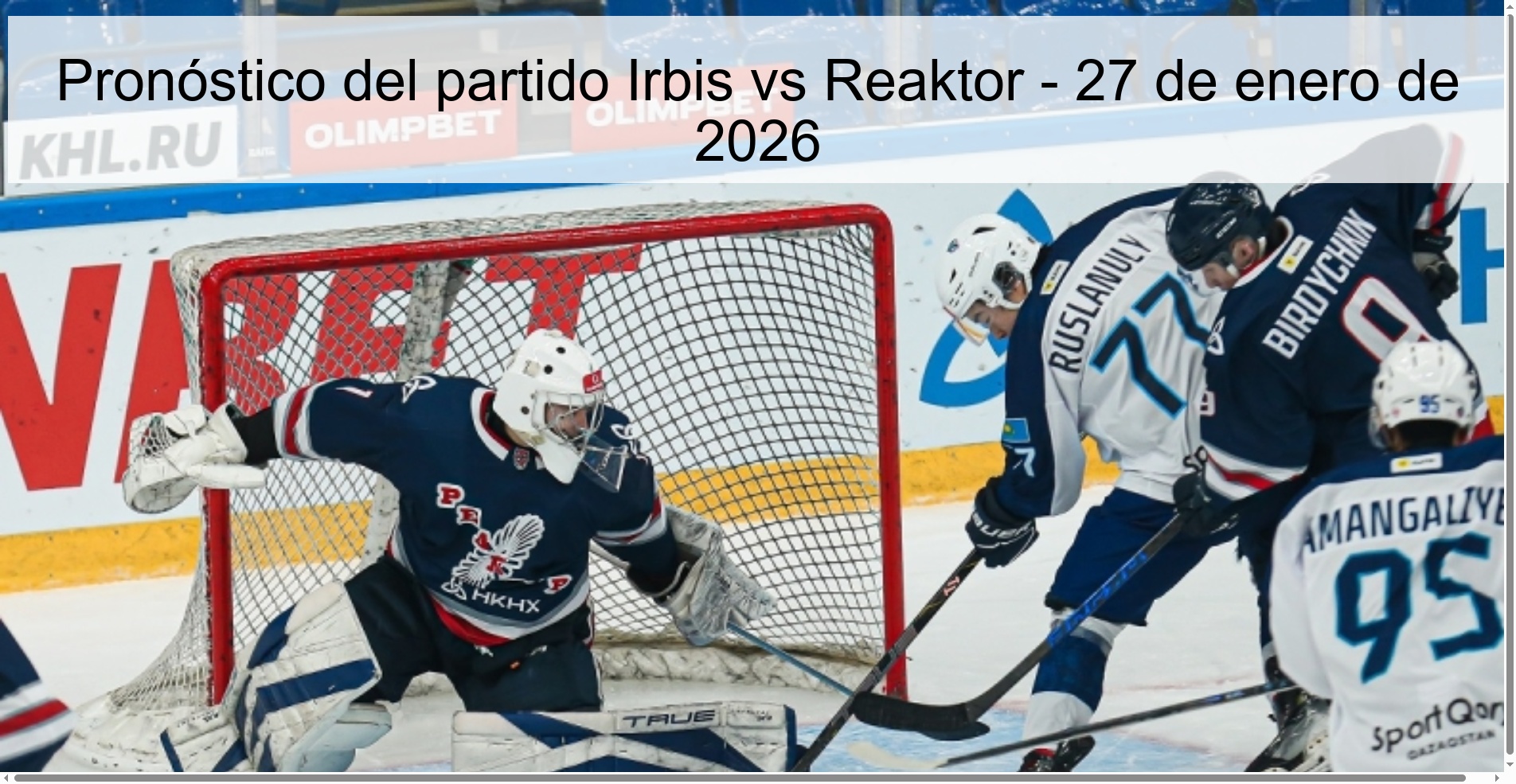 Pronóstico del partido Irbis vs Reaktor – 27 de enero de 2026