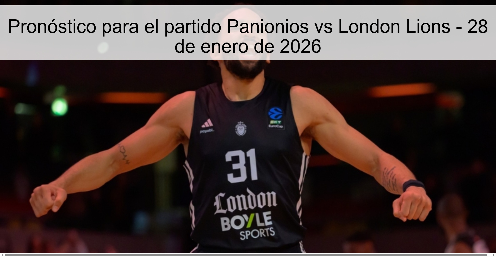 Pronóstico para el partido Panionios vs London Lions – 28 de enero de 2026