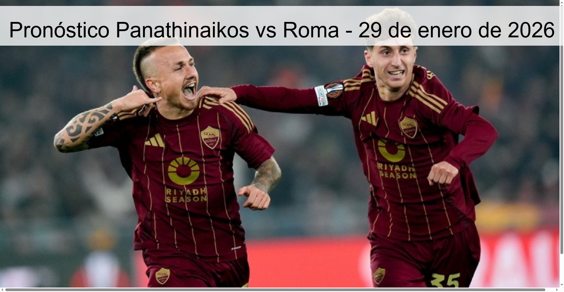 Pronóstico Panathinaikos vs Roma – 29 de enero de 2026