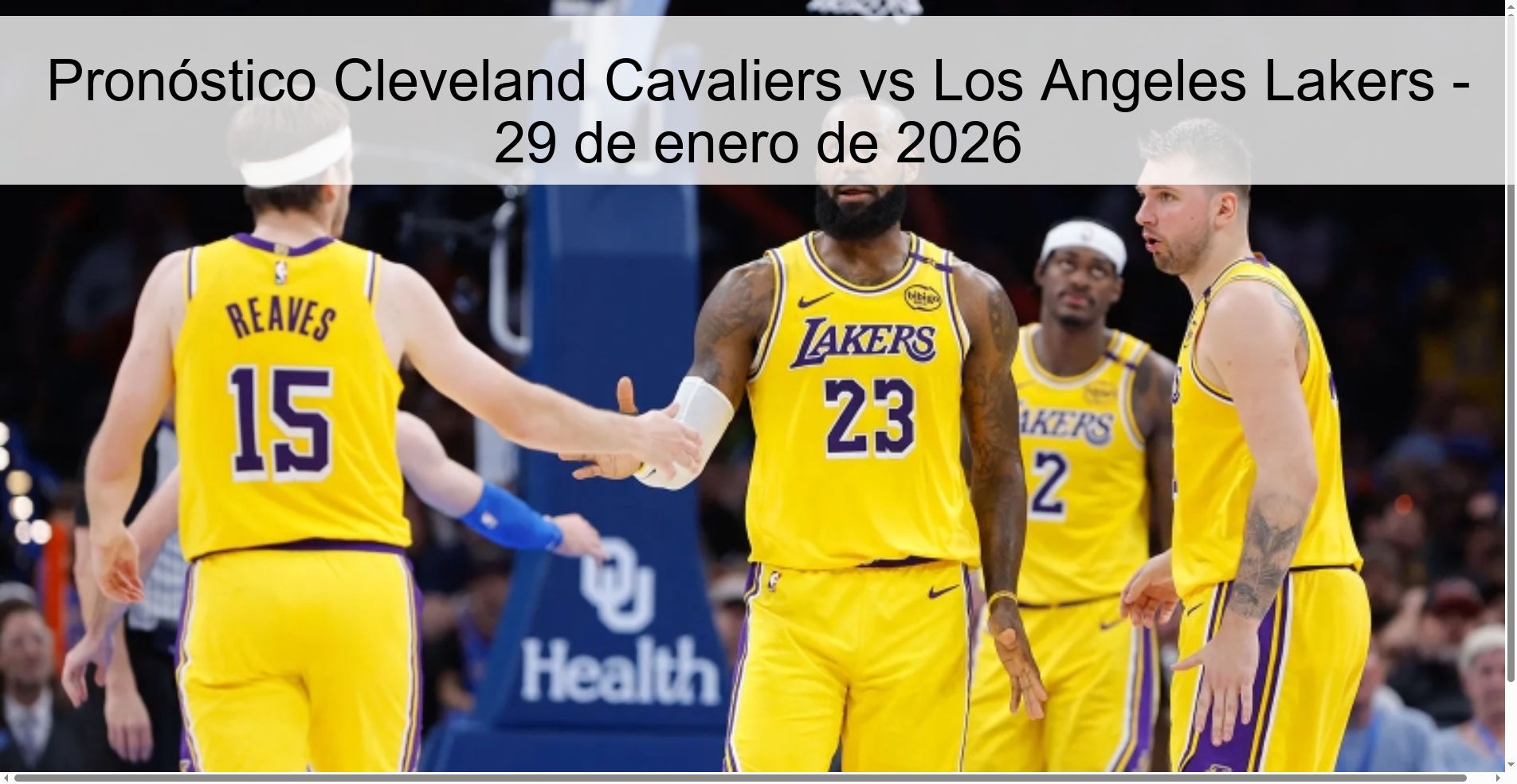 Pronóstico Cleveland Cavaliers vs Los Angeles Lakers – 29 de enero de 2026