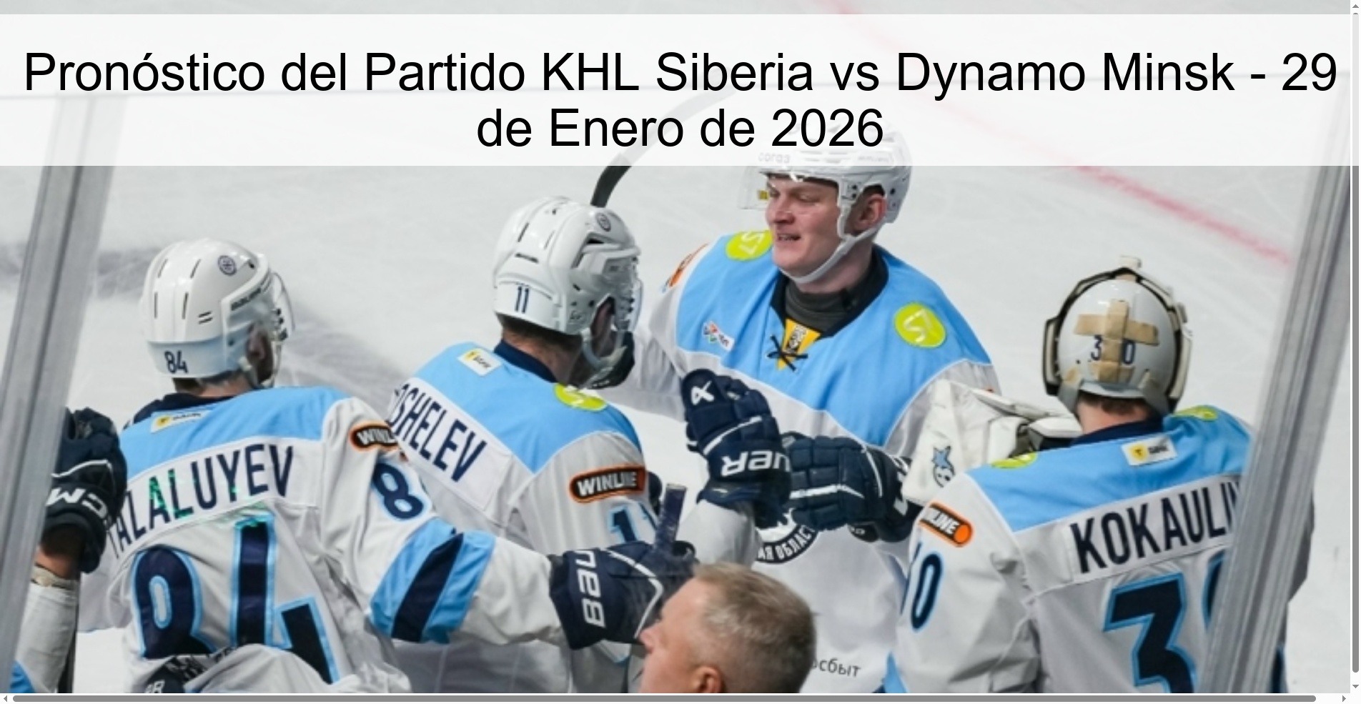 Pronóstico del Partido KHL Siberia vs Dynamo Minsk – 29 de Enero de 2026