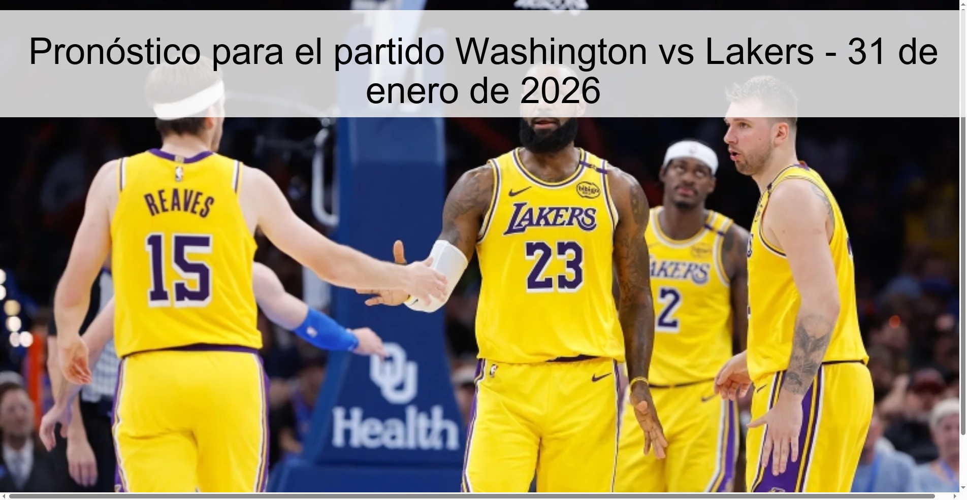 Pronóstico para el partido Washington vs Lakers – 31 de enero de 2026