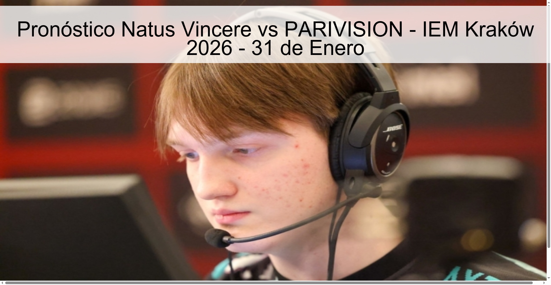 Pronóstico Natus Vincere vs PARIVISION – IEM Kraków 2026 – 31 de Enero