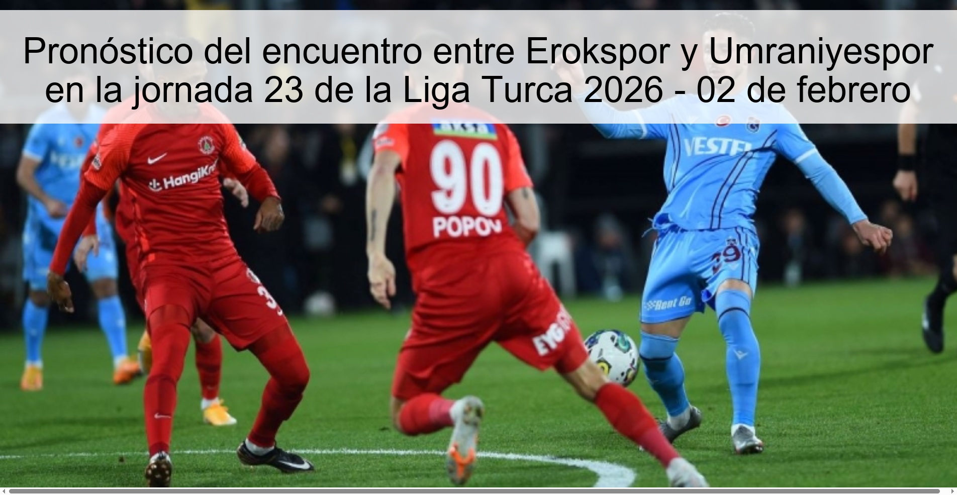 Pronóstico del encuentro entre Erokspor y Umraniyespor en la jornada 23 de la Liga Turca 2026 – 02 de febrero