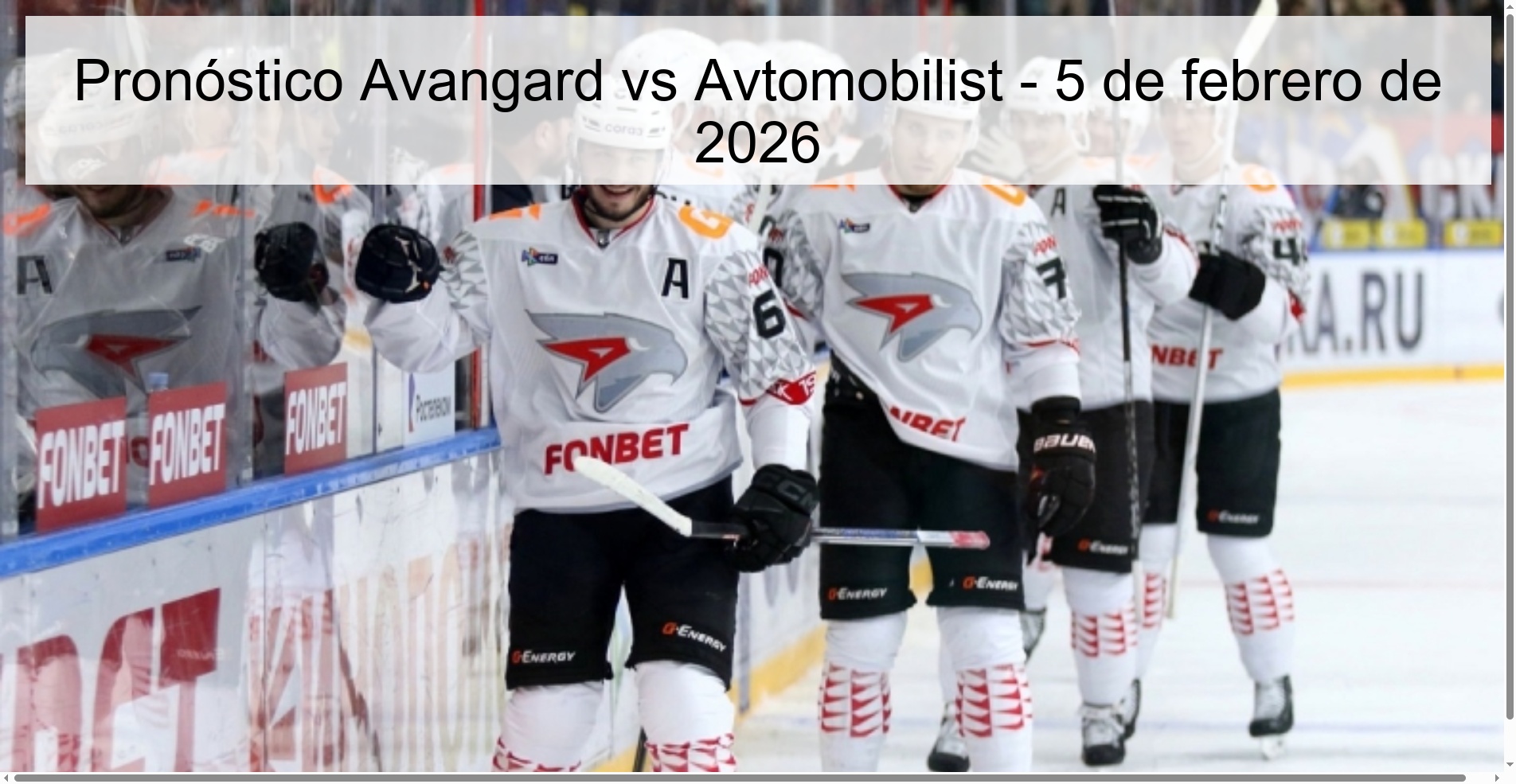 Pronóstico Avangard vs Avtomobilist – 5 de febrero de 2026