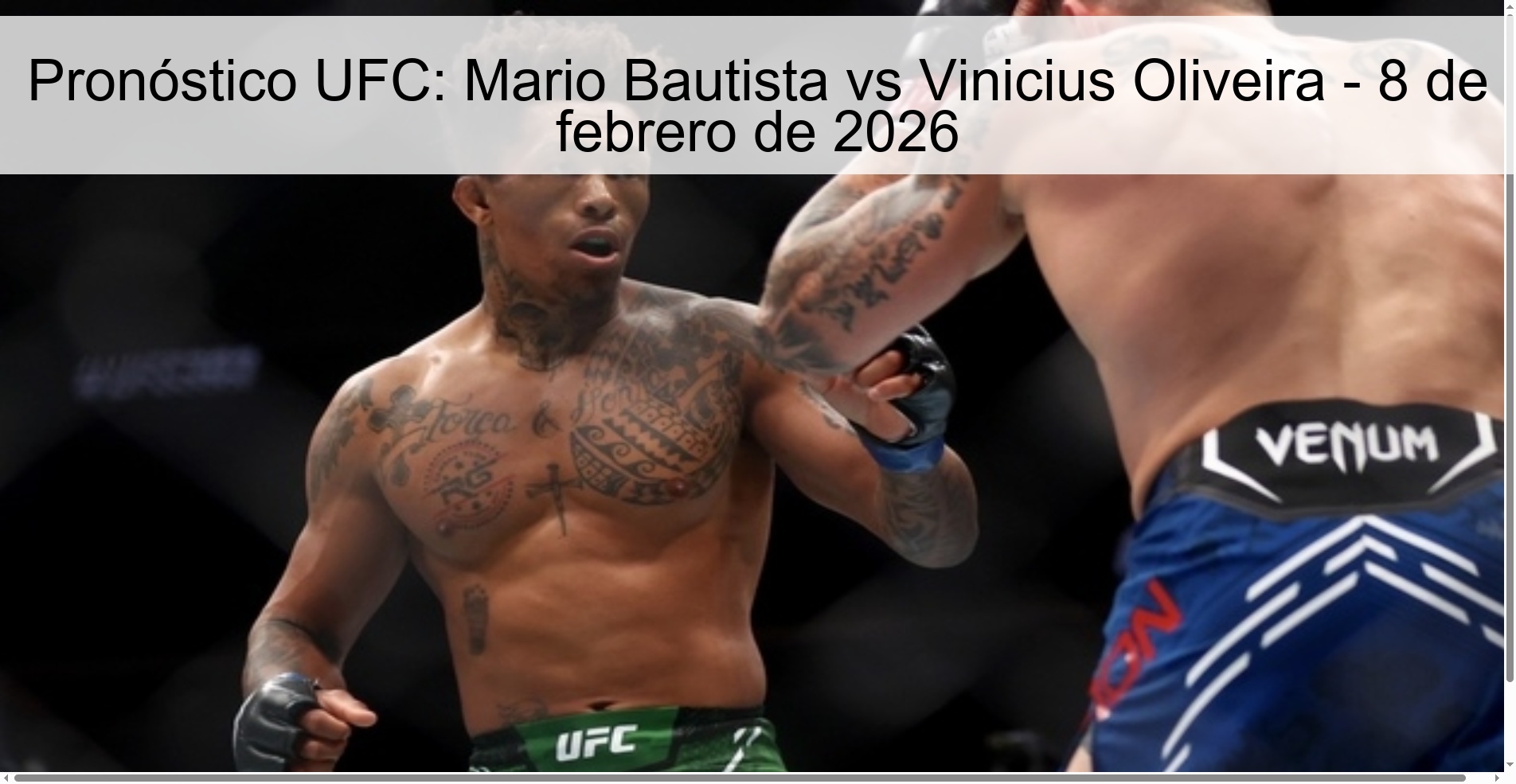 Pronóstico UFC: Mario Bautista vs Vinicius Oliveira – 8 de febrero de 2026