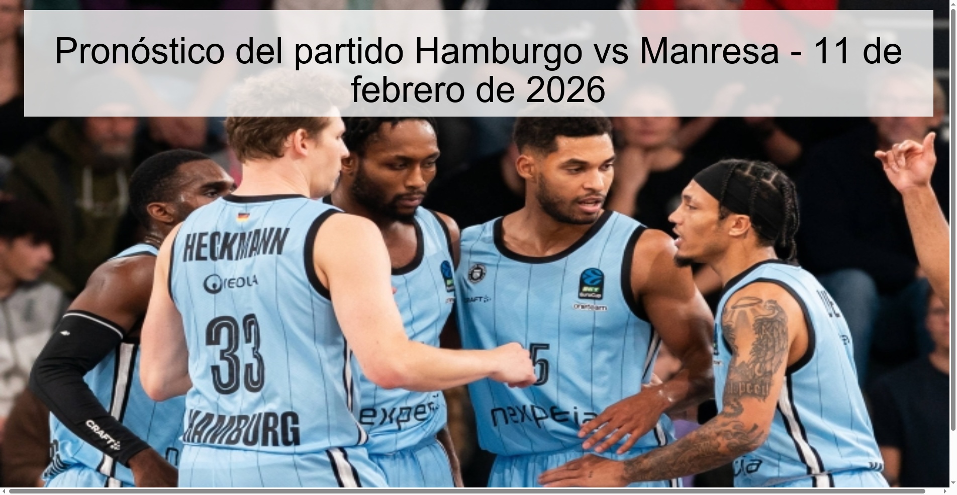 Pronóstico del partido Hamburgo vs Manresa – 11 de febrero de 2026