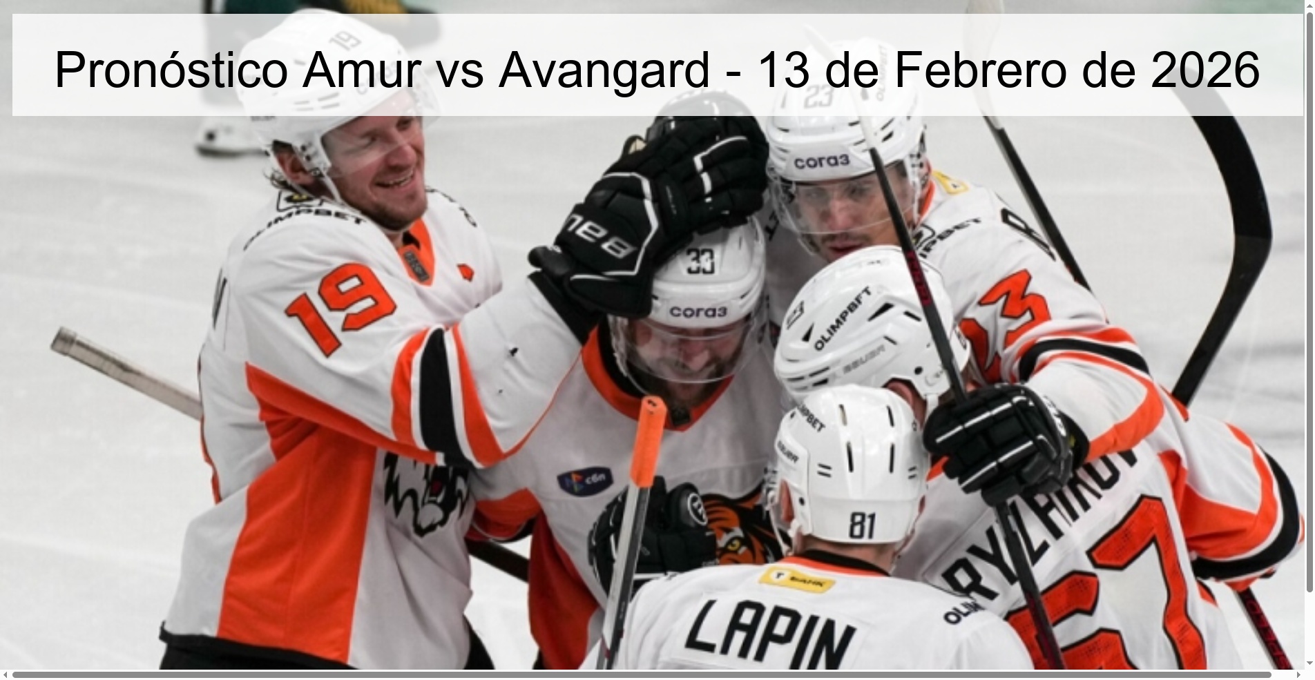 Pronóstico Amur vs Avangard – 13 de Febrero de 2026