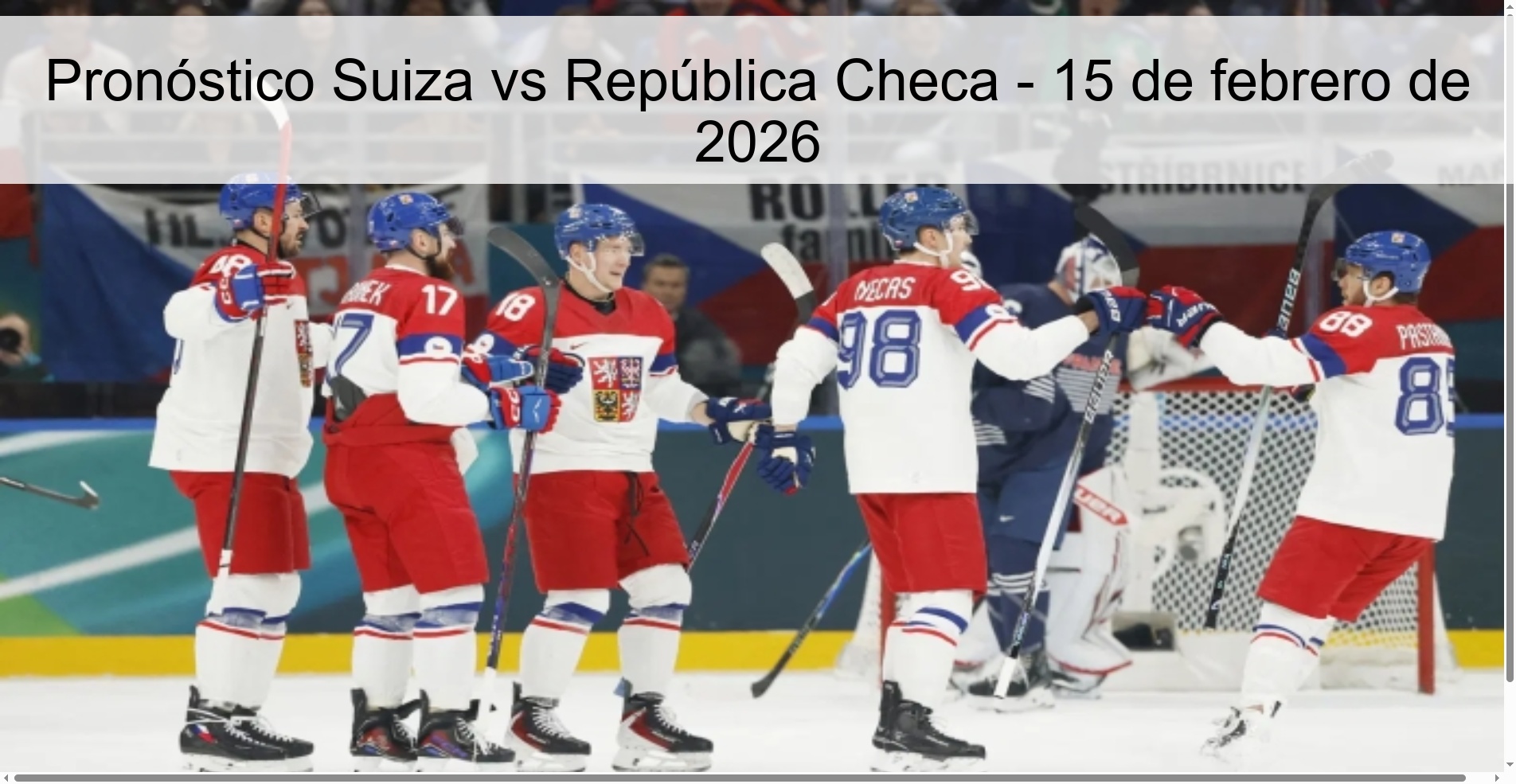 Pronóstico Suiza vs República Checa – 15 de febrero de 2026