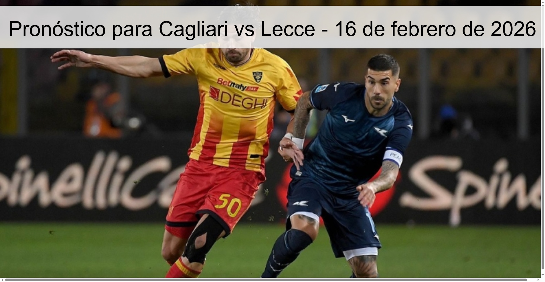 Pronóstico para Cagliari vs Lecce – 16 de febrero de 2026