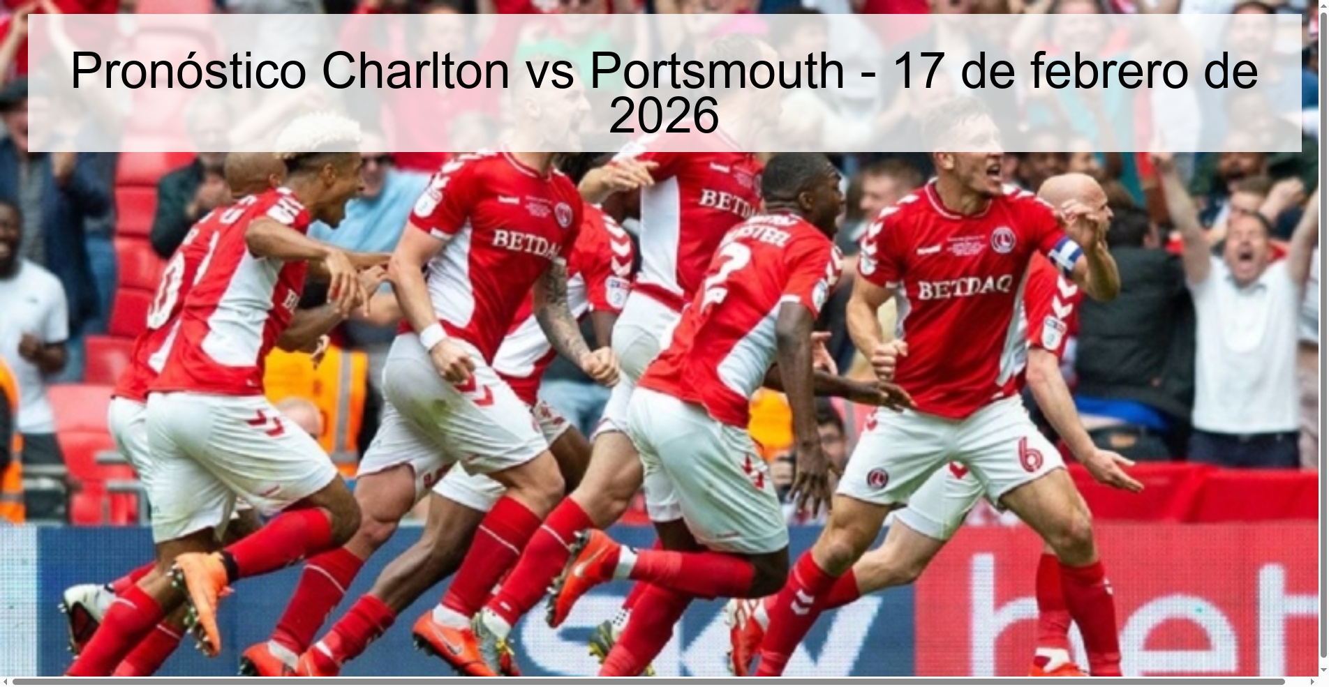 Pronóstico Charlton vs Portsmouth – 17 de febrero de 2026