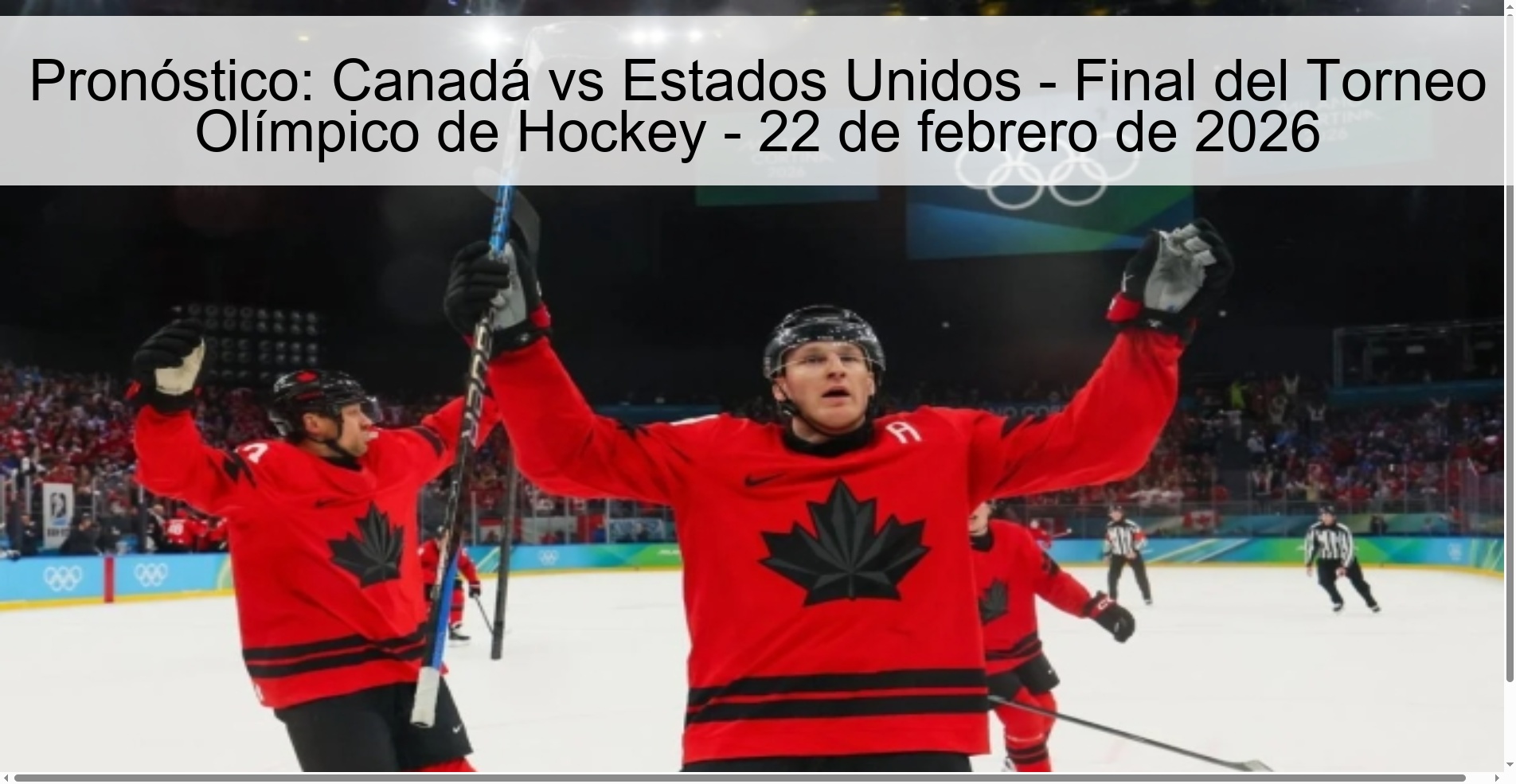 Pronóstico: Canadá vs Estados Unidos – Final del Torneo Olímpico de Hockey – 22 de febrero de 2026