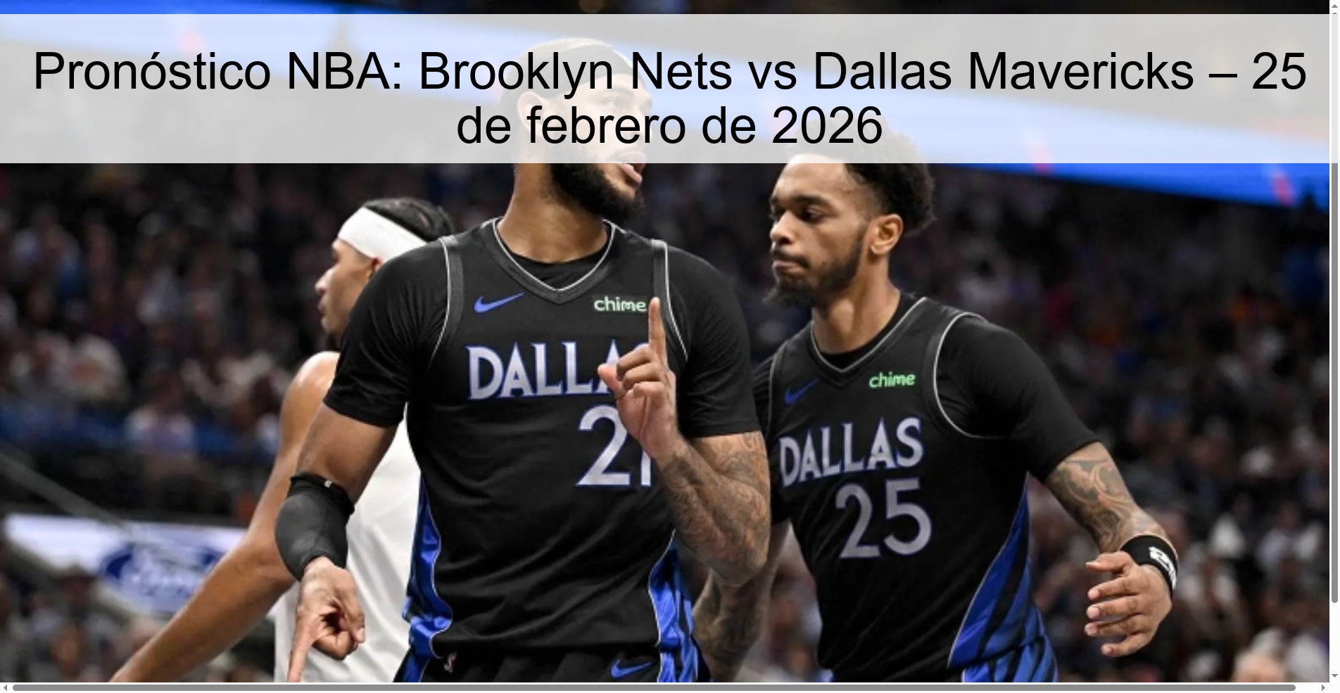 Pronóstico NBA: Brooklyn Nets vs Dallas Mavericks – 25 de febrero de 2026