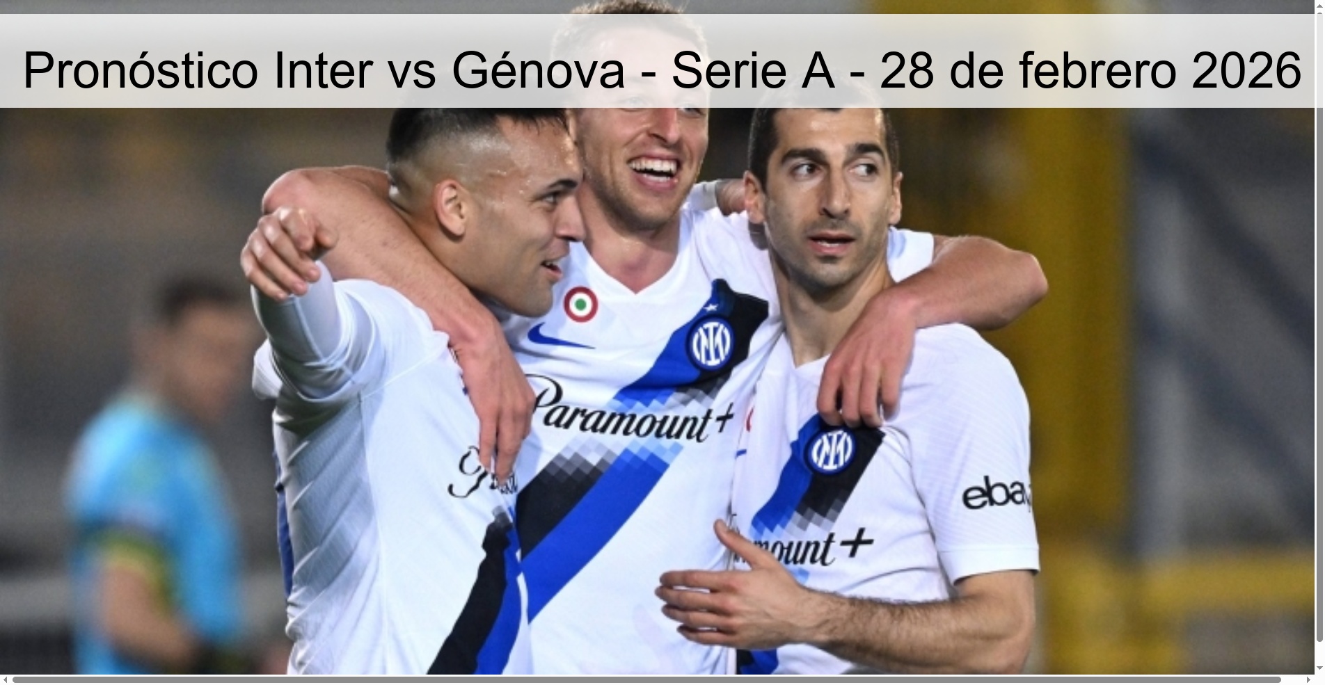 Pronóstico Inter vs Génova – Serie A – 28 de febrero 2026