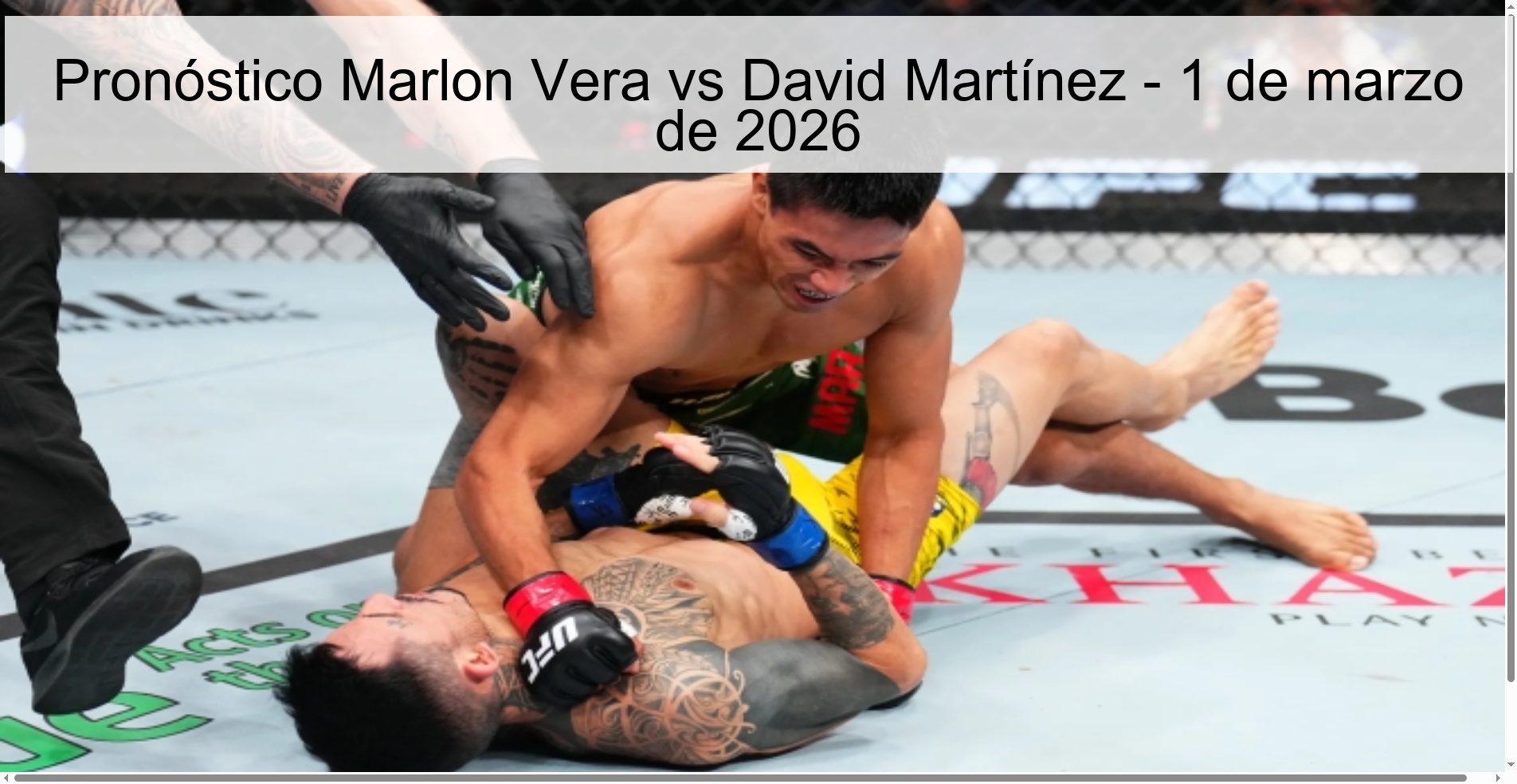 Pronóstico Marlon Vera vs David Martínez – 1 de marzo de 2026