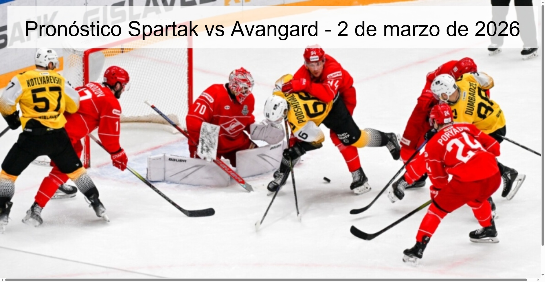 Pronóstico Spartak vs Avangard – 2 de marzo de 2026