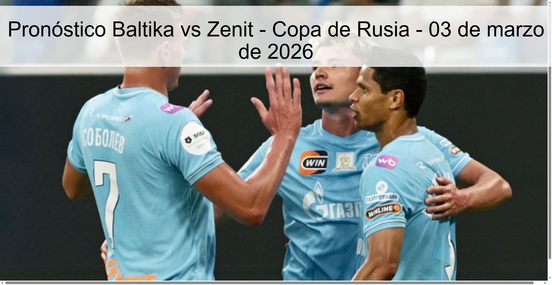Pronóstico Baltika vs Zenit – Copa de Rusia – 03 de marzo de 2026