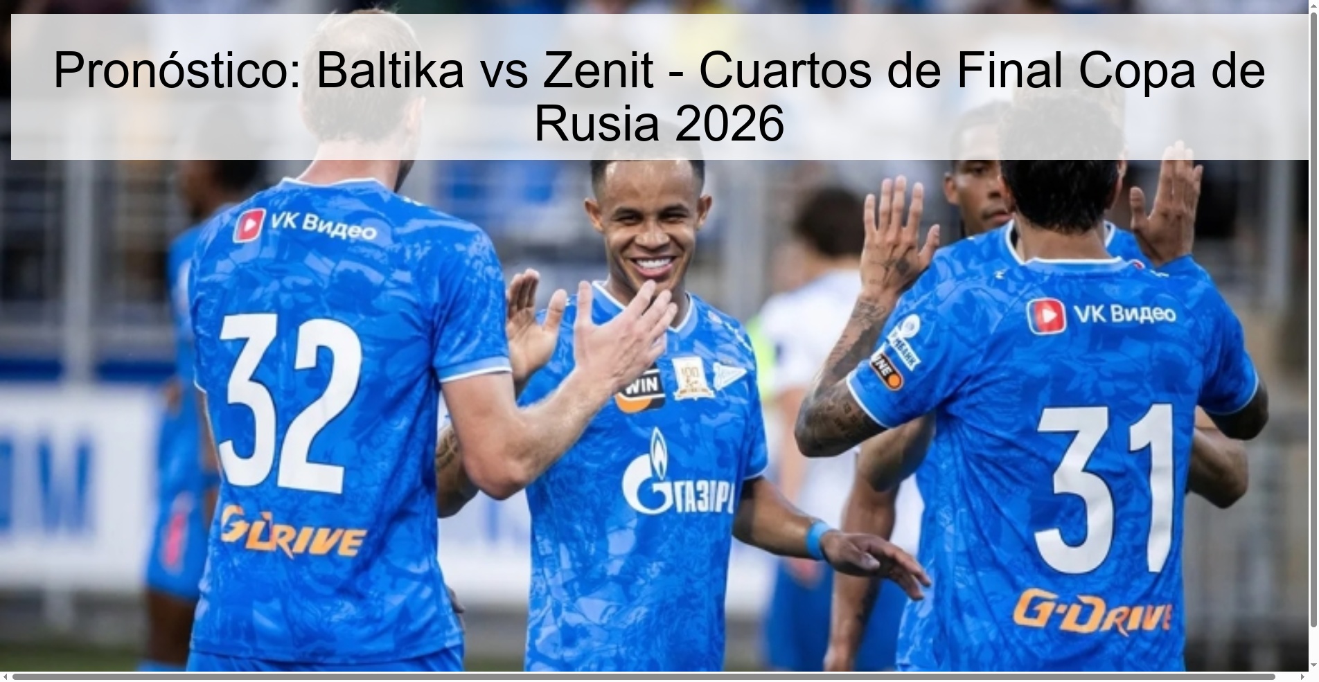 Pronóstico: Baltika vs Zenit – Cuartos de Final Copa de Rusia 2026