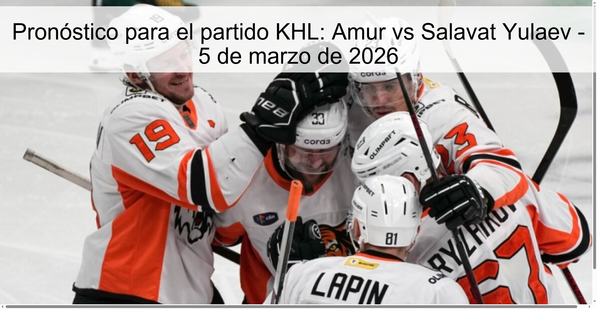 Pronóstico para el partido KHL: Amur vs Salavat Yulaev – 5 de marzo de 2026