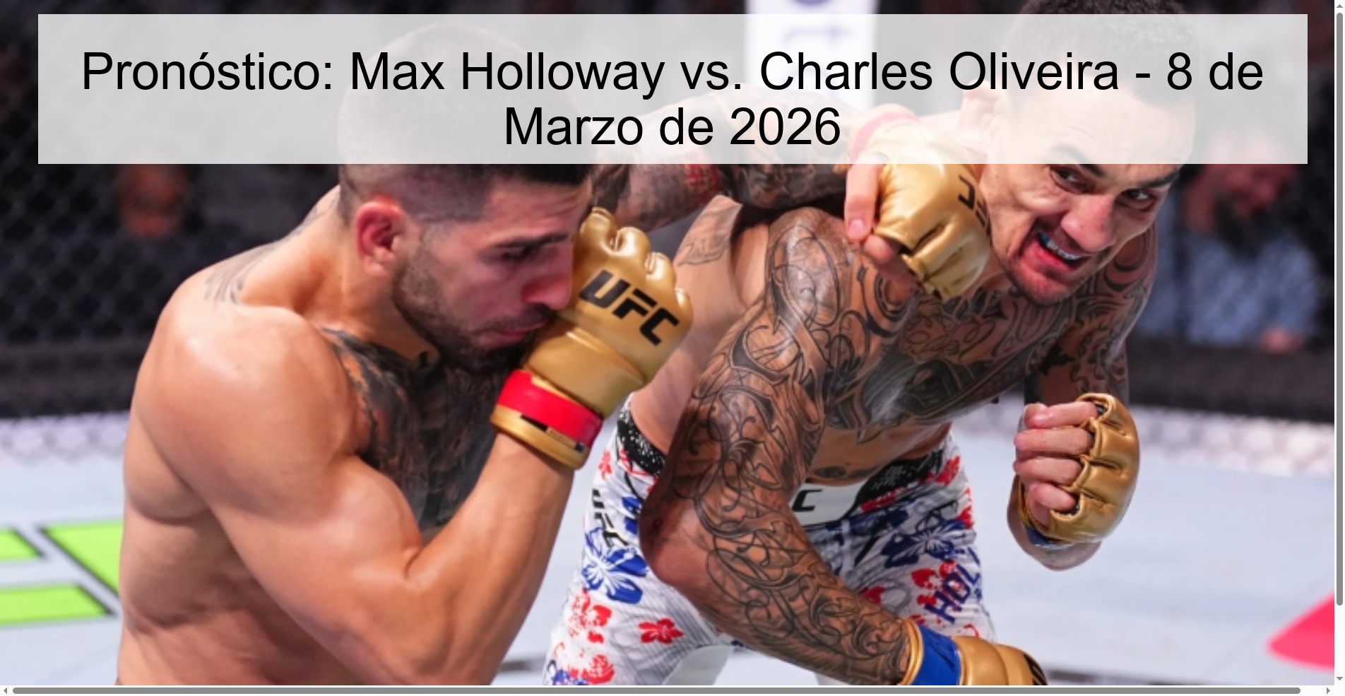 Pronóstico: Max Holloway vs. Charles Oliveira – 8 de Marzo de 2026