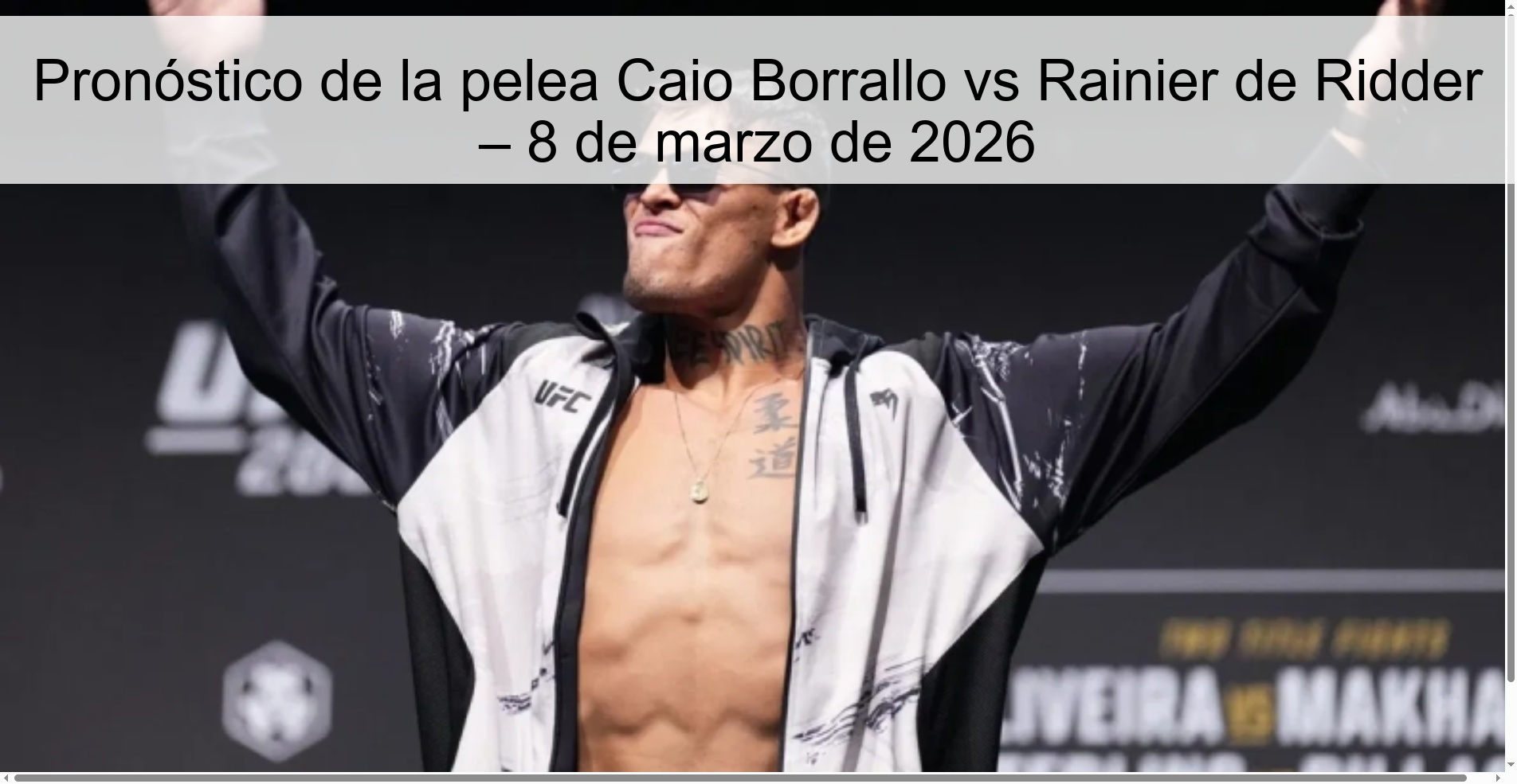 Pronóstico de la pelea Caio Borrallo vs Rainier de Ridder – 8 de marzo de 2026