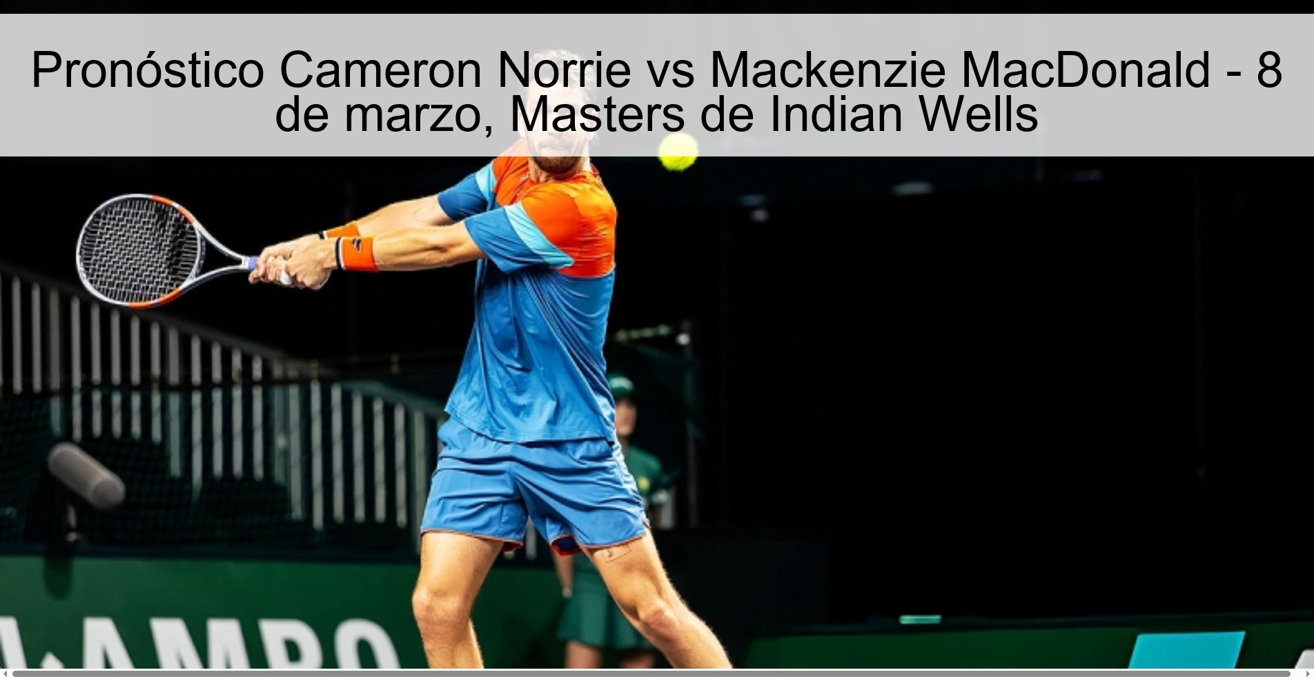 Pronóstico Cameron Norrie vs Mackenzie MacDonald – 8 de marzo, Masters de Indian Wells