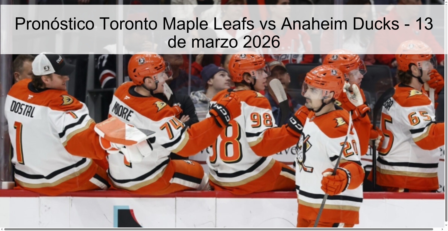 Pronóstico Toronto Maple Leafs vs Anaheim Ducks – 13 de marzo 2026