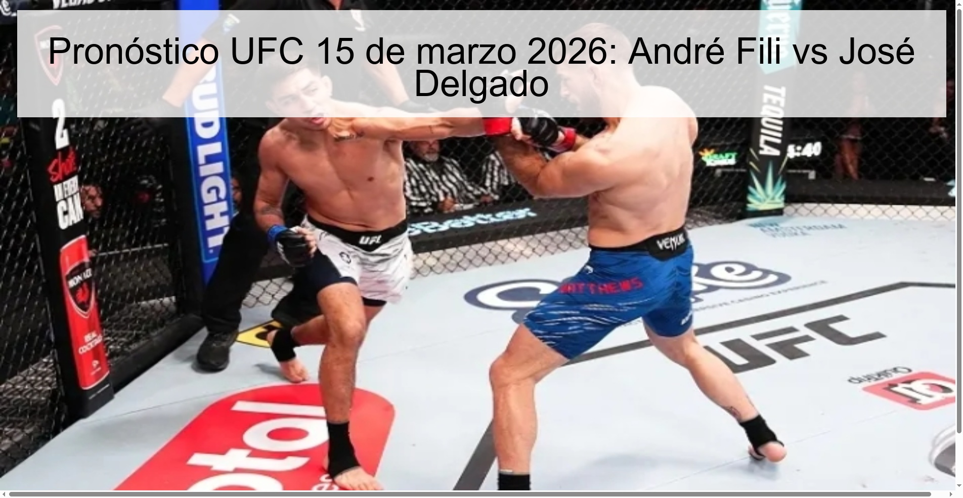 Pronóstico UFC 15 de marzo 2026: André Fili vs José Delgado