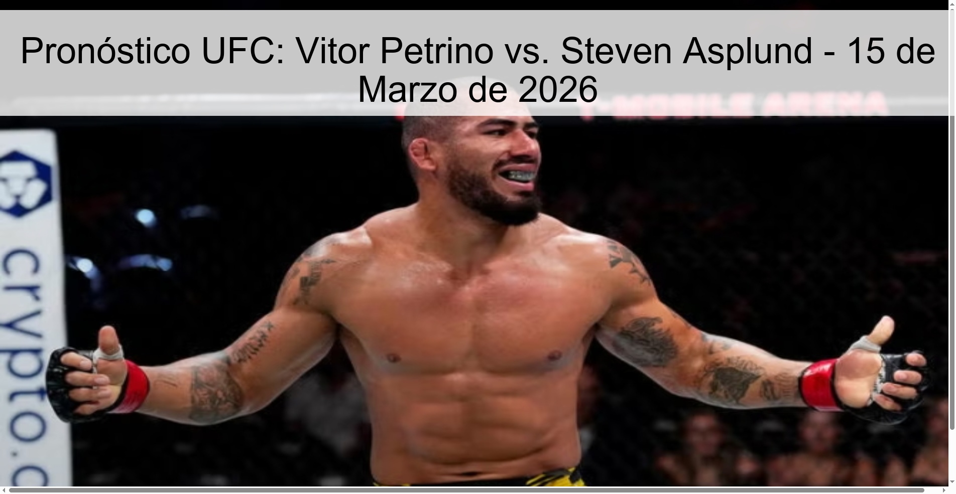 Pronóstico UFC: Vitor Petrino vs. Steven Asplund – 15 de Marzo de 2026