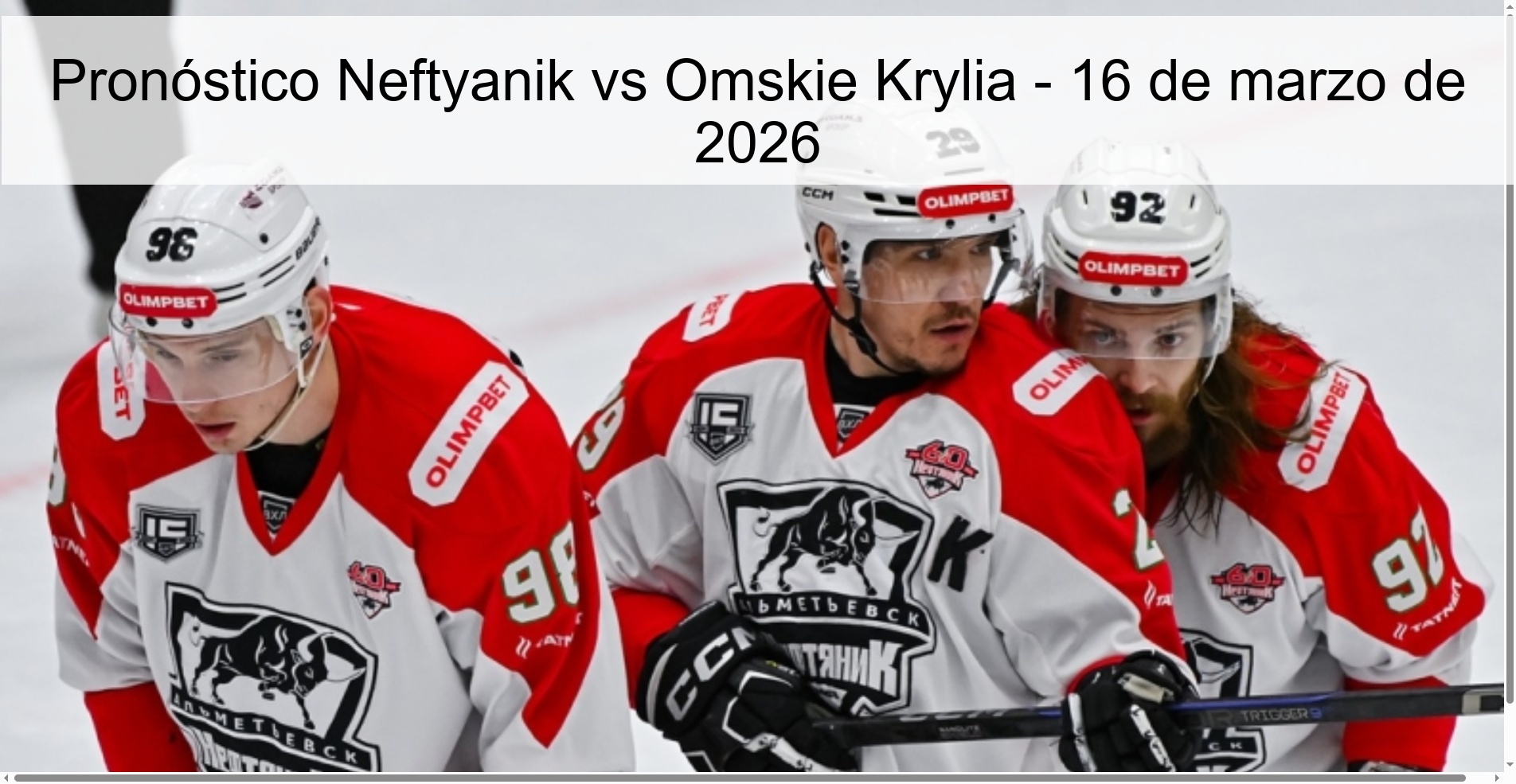 Pronóstico Neftyanik vs Omskie Krylia – 16 de marzo de 2026