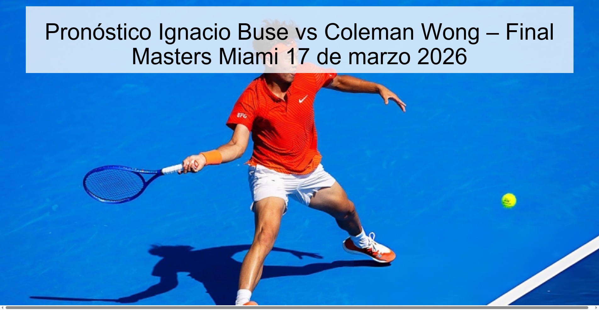 Pronóstico Ignacio Buse vs Coleman Wong – Final Masters Miami 17 de marzo 2026
