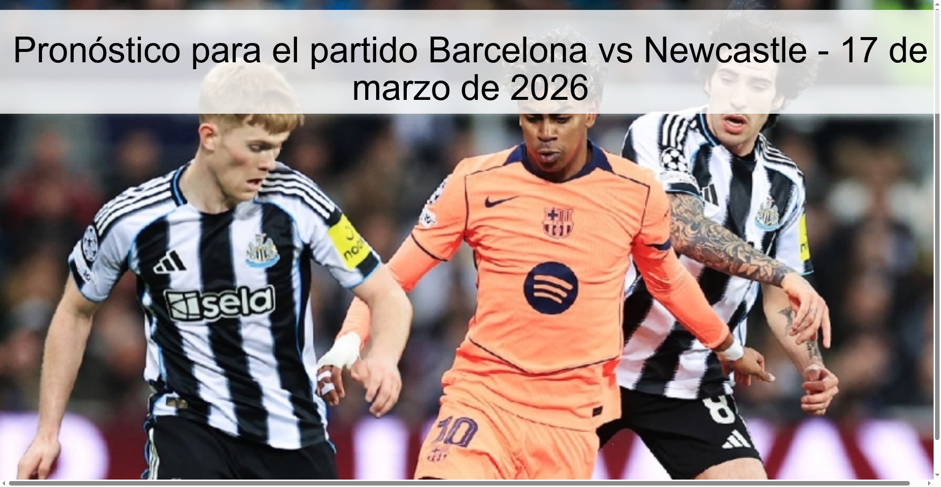 Pronóstico para el partido Barcelona vs Newcastle – 17 de marzo de 2026
