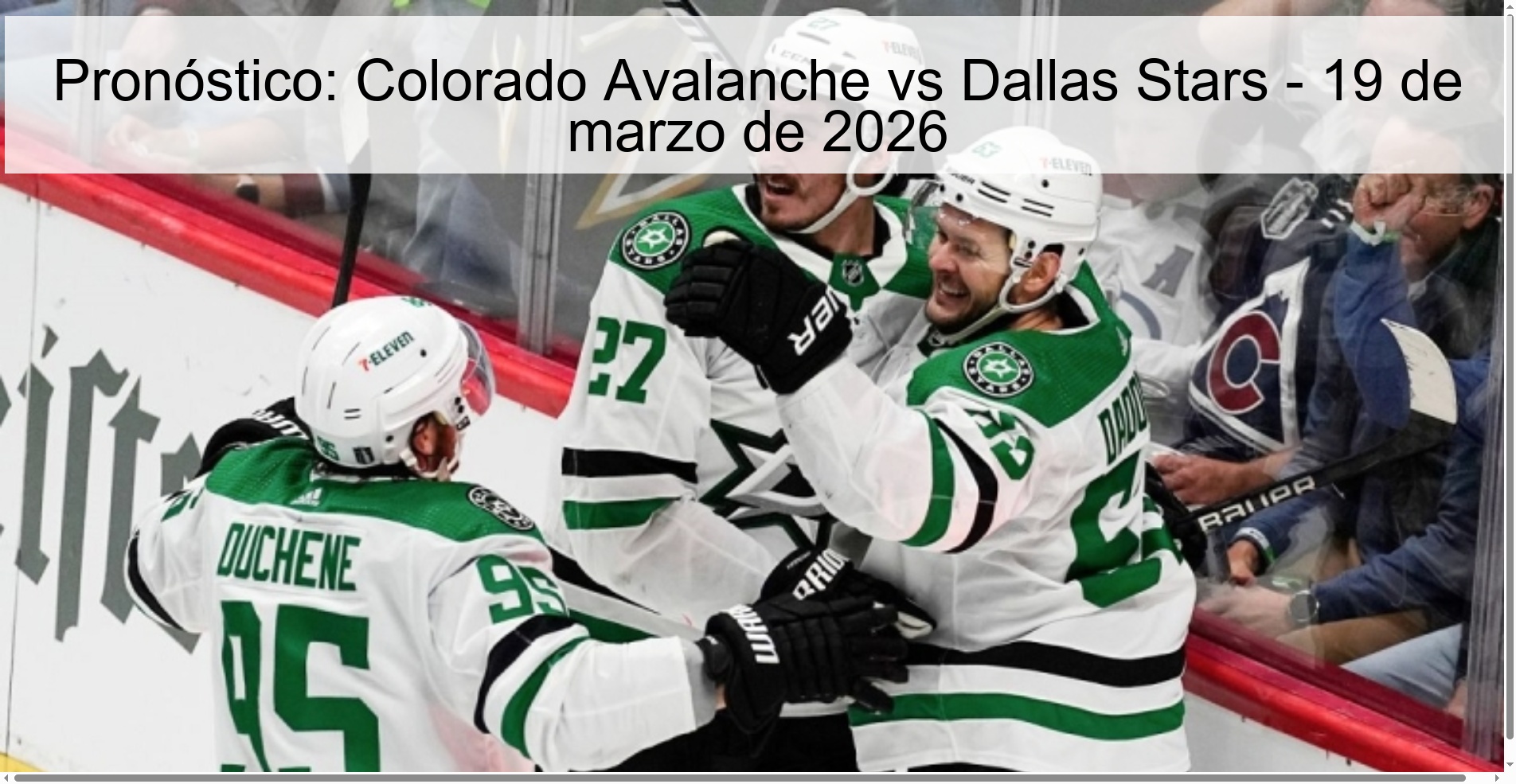 Pronóstico: Colorado Avalanche vs Dallas Stars – 19 de marzo de 2026