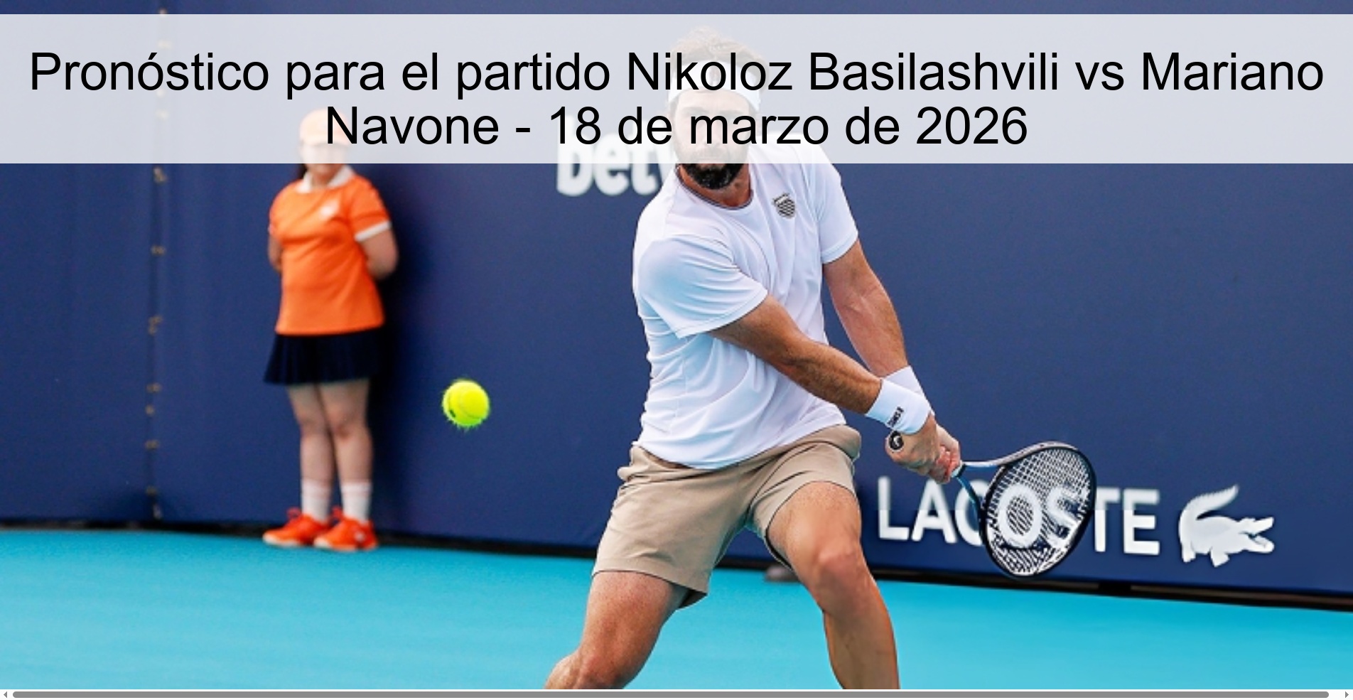 Pronóstico para el partido Nikoloz Basilashvili vs Mariano Navone – 18 de marzo de 2026
