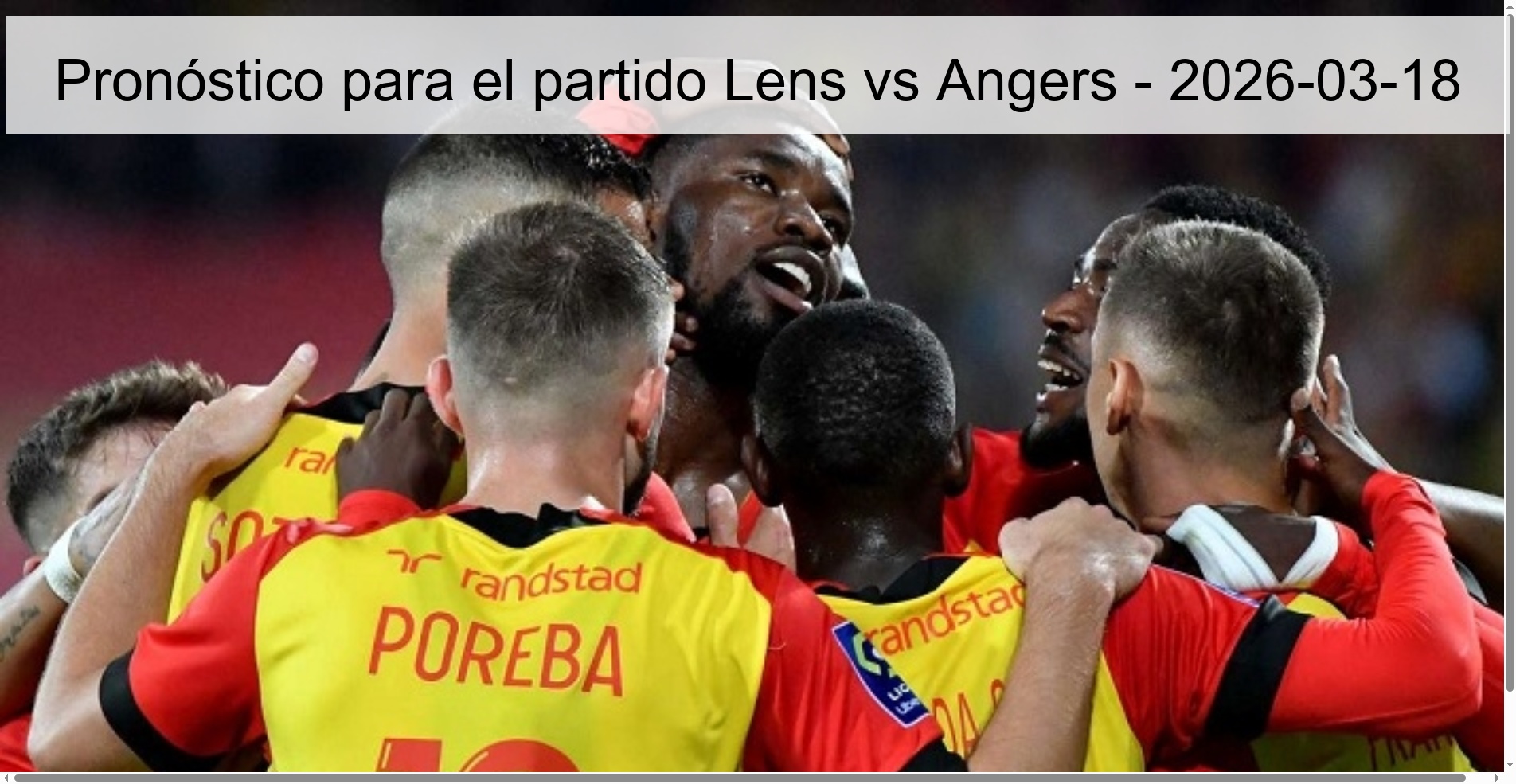 Pronóstico para el partido Lens vs Angers – 2026-03-18