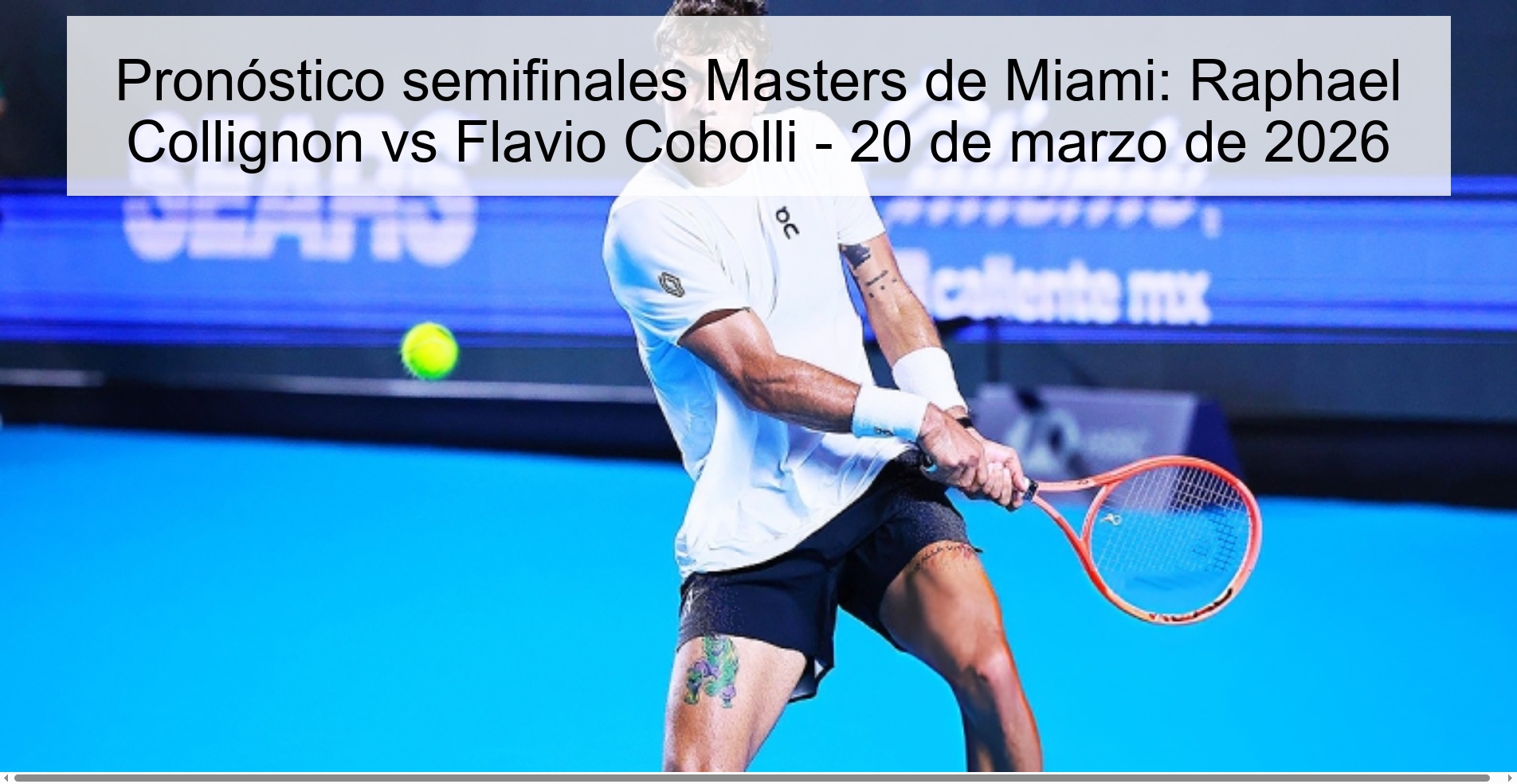 Pronóstico semifinales Masters de Miami: Raphael Collignon vs Flavio Cobolli – 20 de marzo de 2026