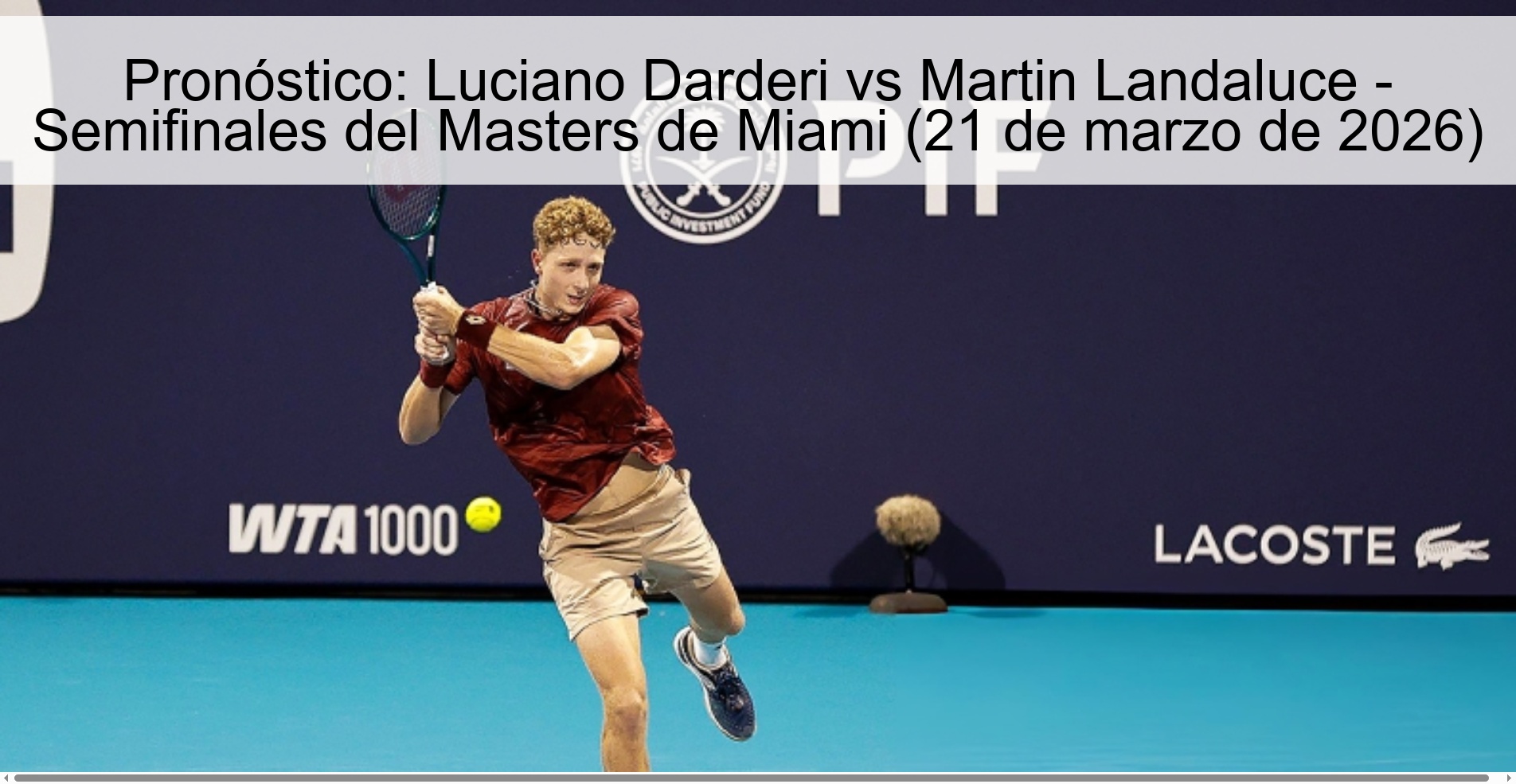 Pronóstico: Luciano Darderi vs Martin Landaluce – Semifinales del Masters de Miami (21 de marzo de 2026)