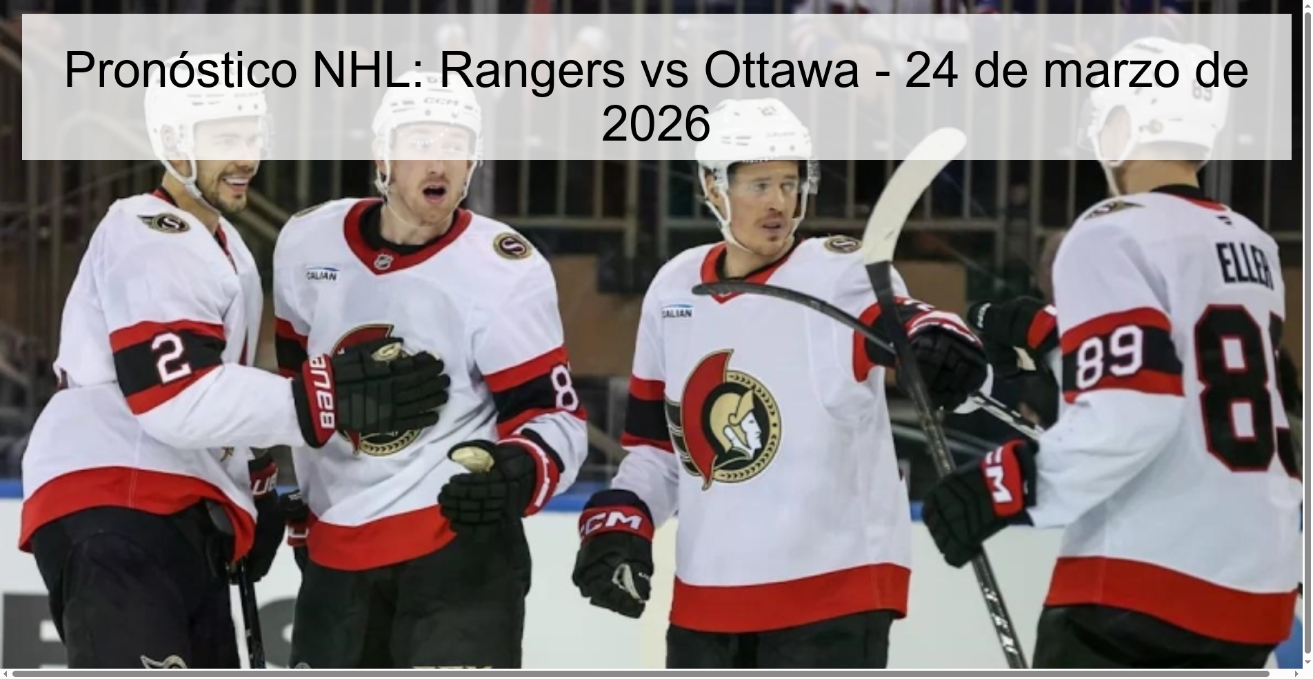 Pronóstico NHL: Rangers vs Ottawa – 24 de marzo de 2026
