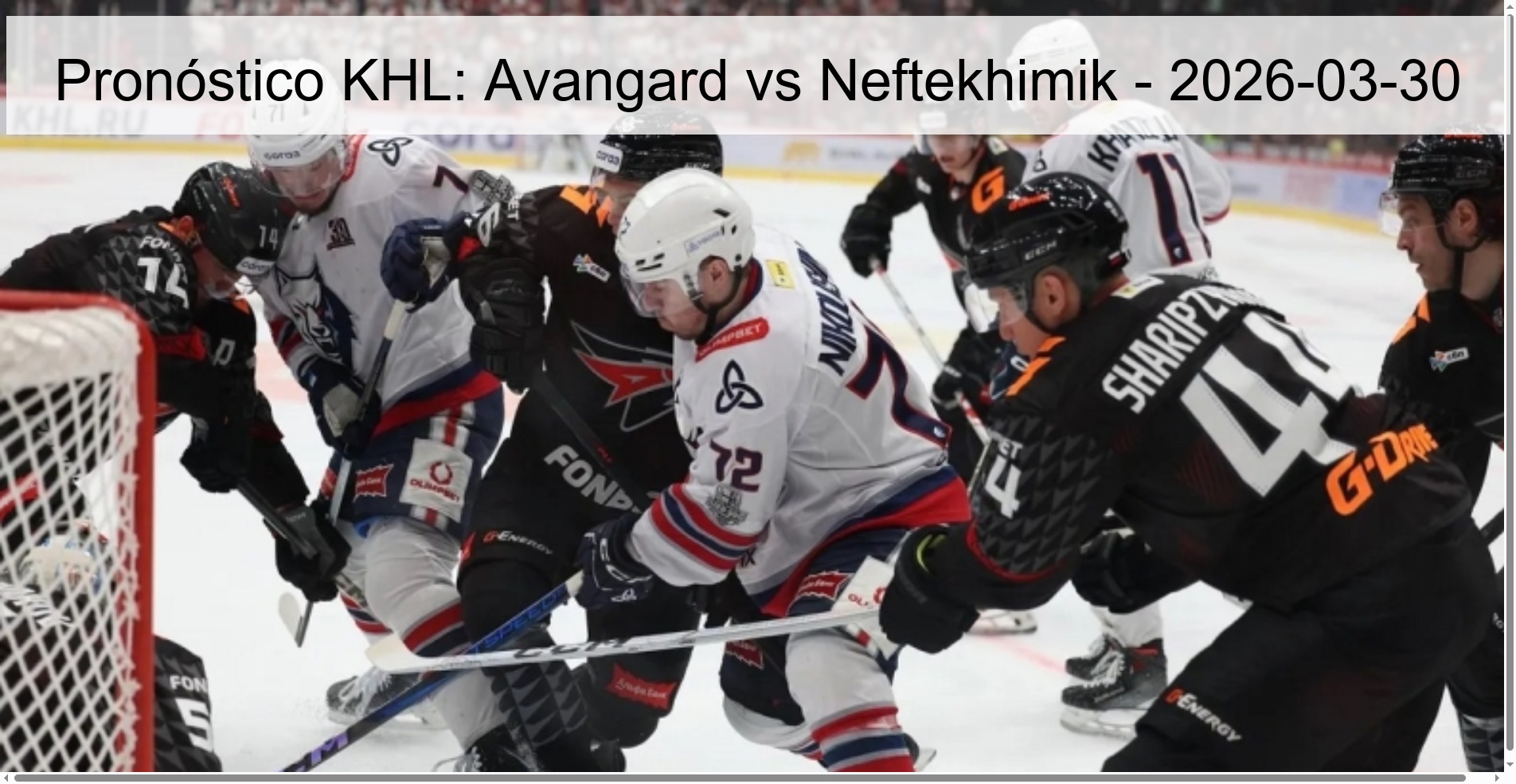 Pronóstico KHL: Avangard vs Neftekhimik – 2026-03-30