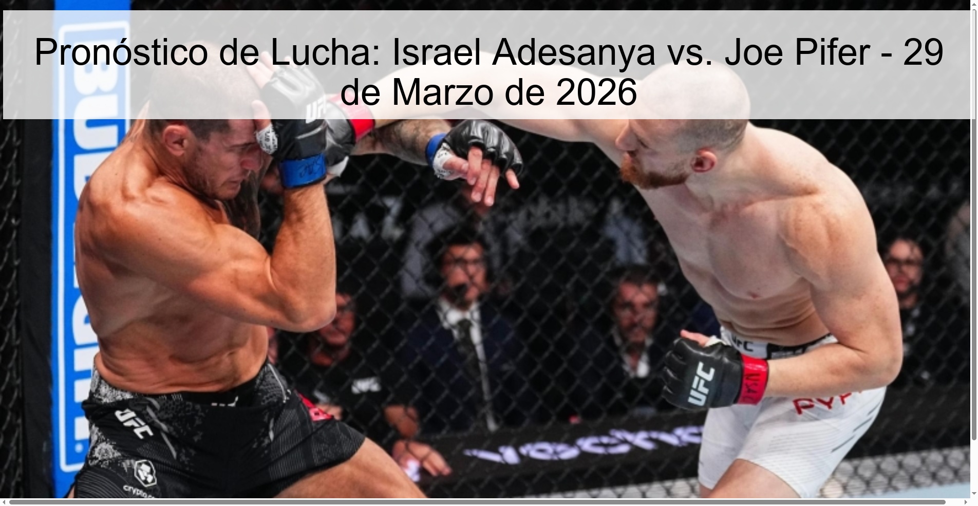 Pronóstico de Lucha: Israel Adesanya vs. Joe Pifer – 29 de Marzo de 2026