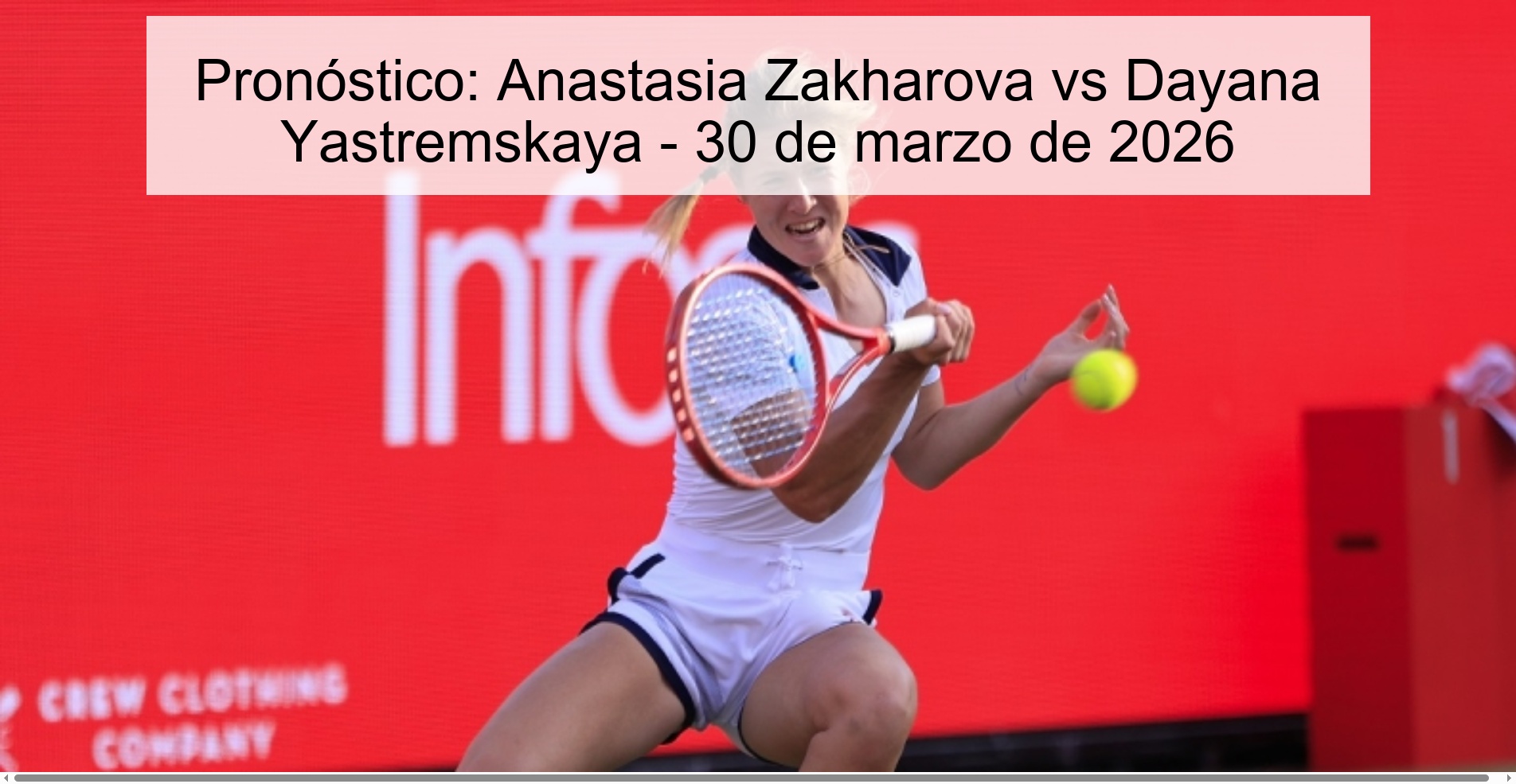 Pronóstico: Anastasia Zakharova vs Dayana Yastremskaya - 30 de marzo de 2026