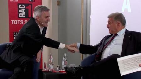 Laporta y Font sorprenden con un gesto inesperado en el debate presidencial del Barça
