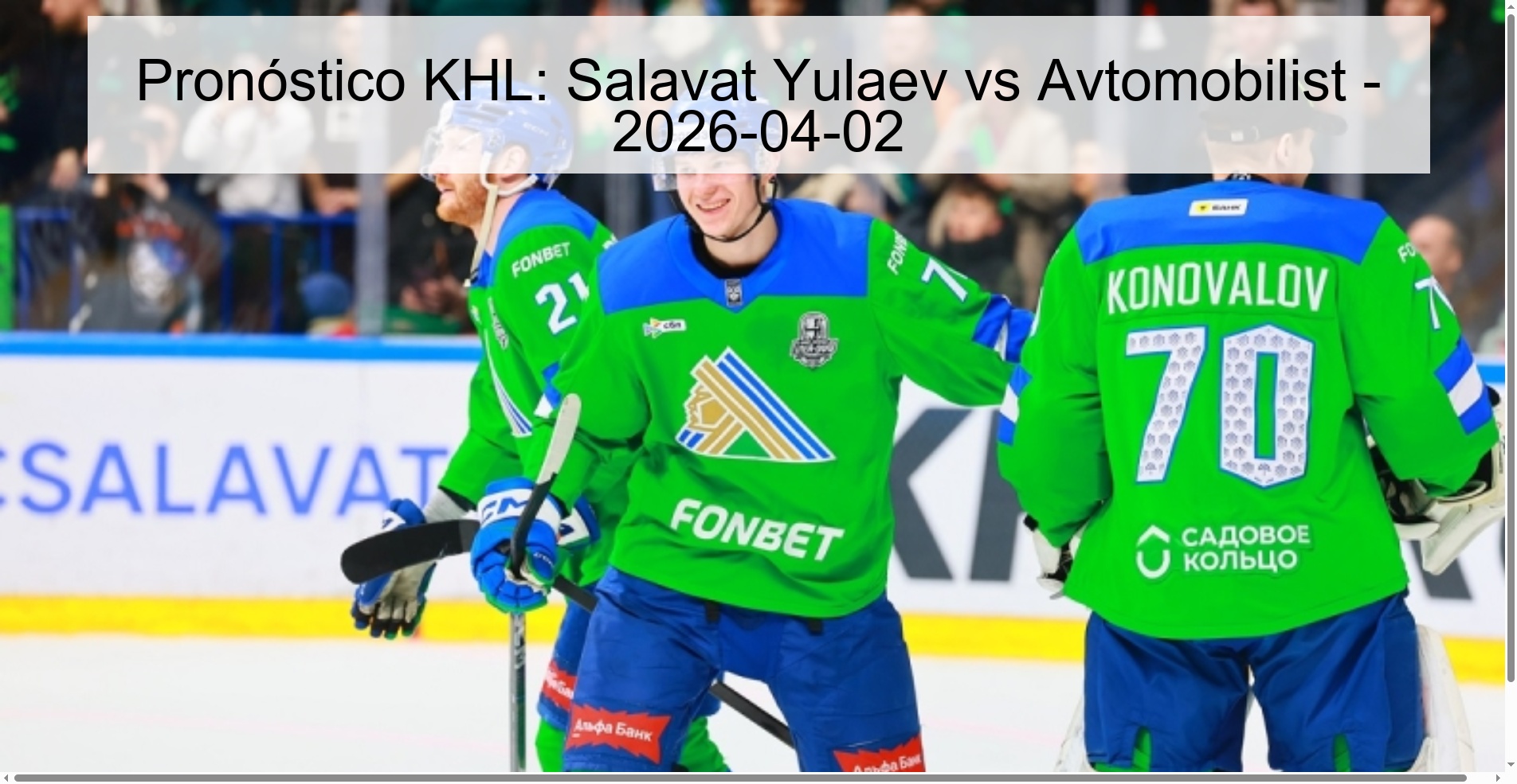 Pronóstico KHL: Salavat Yulaev vs Avtomobilist - 2026-04-02