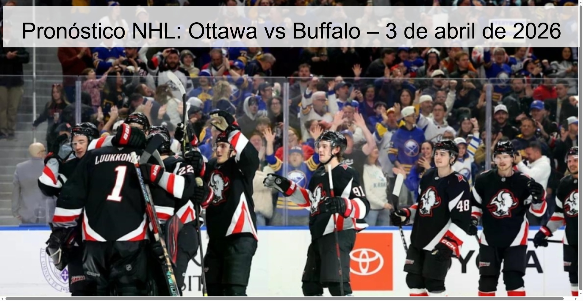 Pronóstico NHL: Ottawa vs Buffalo – 3 de abril de 2026