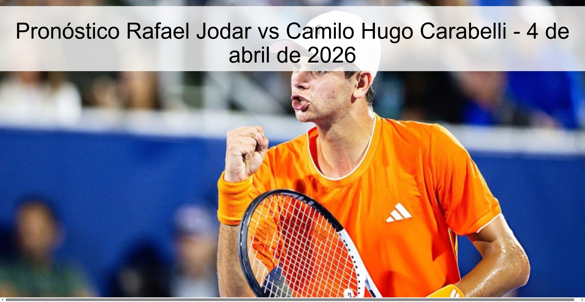 Pronóstico Rafael Jodar vs Camilo Hugo Carabelli - 4 de abril de 2026 Pronóstico Rafael Jodar vs Camilo Hugo Carabelli - 4 de abril de 2026