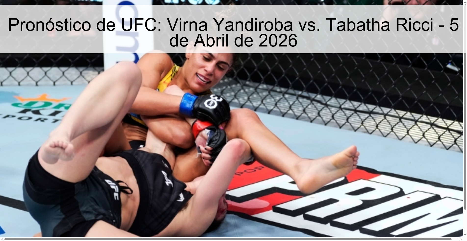 Pronóstico de UFC: Virna Yandiroba vs. Tabatha Ricci - 5 de Abril de 2026