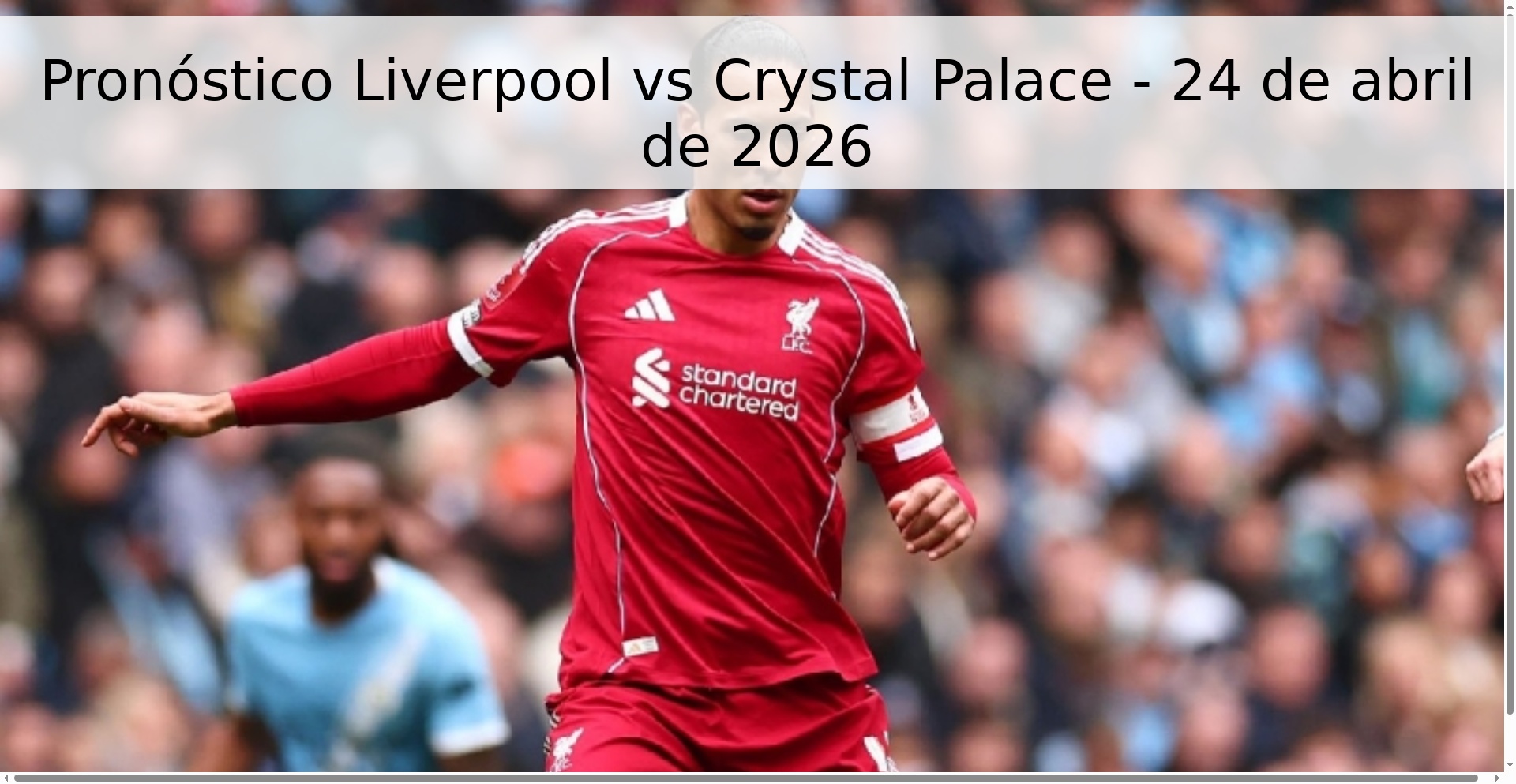 Pronóstico Liverpool vs Crystal Palace - 24 de abril de 2026 Pronóstico Liverpool vs Crystal Palace - 24 de abril de 2026