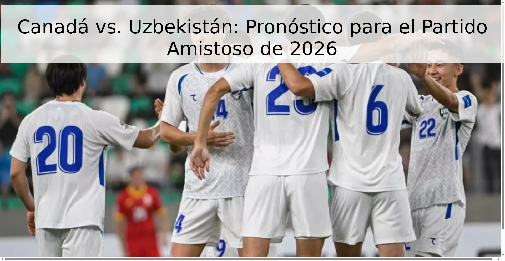 Canadá vs. Uzbekistán: Pronóstico para el Partido Amistoso de 2026